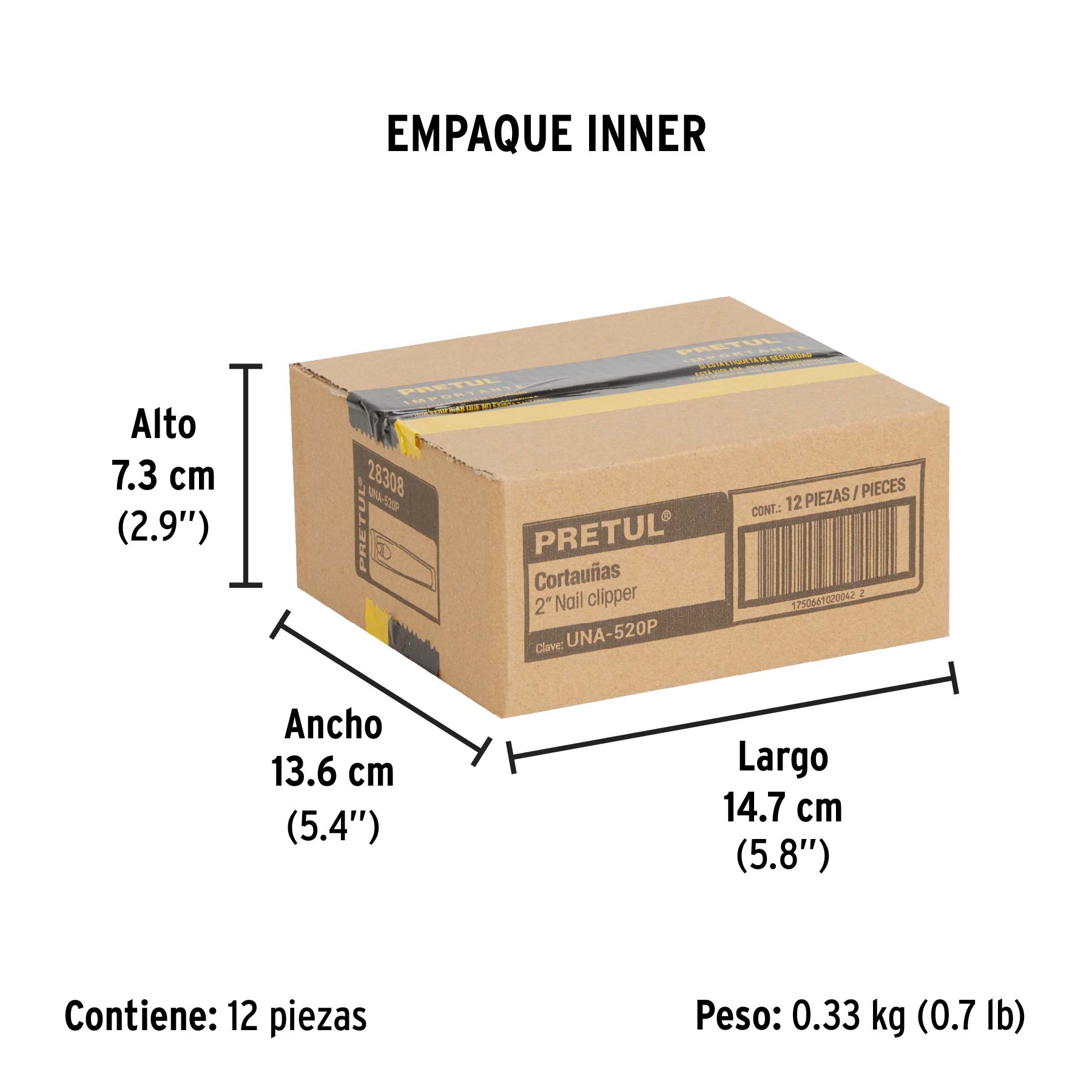 Corta uñas 2' acero inoxidable, Pretul