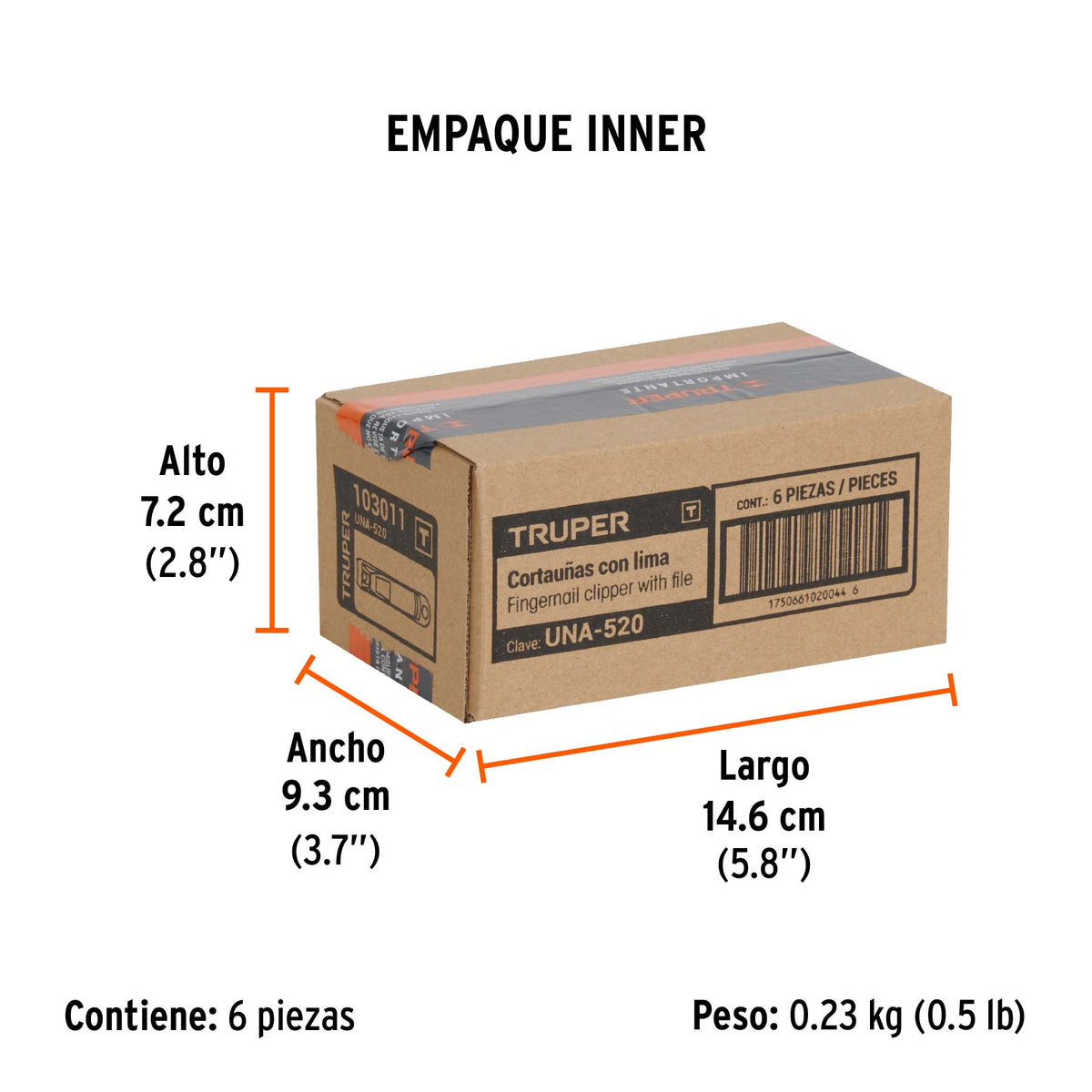 Cortaúñas 2 1/2" acero inoxidable, TRUPER