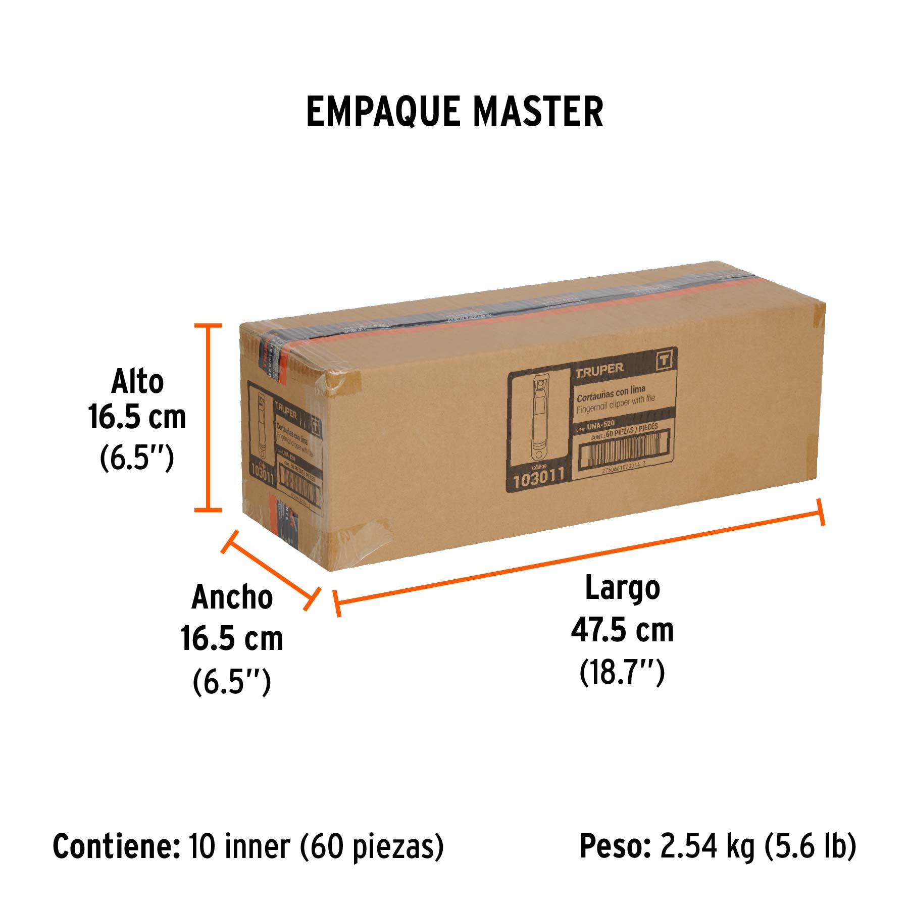 Corta uñas 2' acero inoxidable, Truper