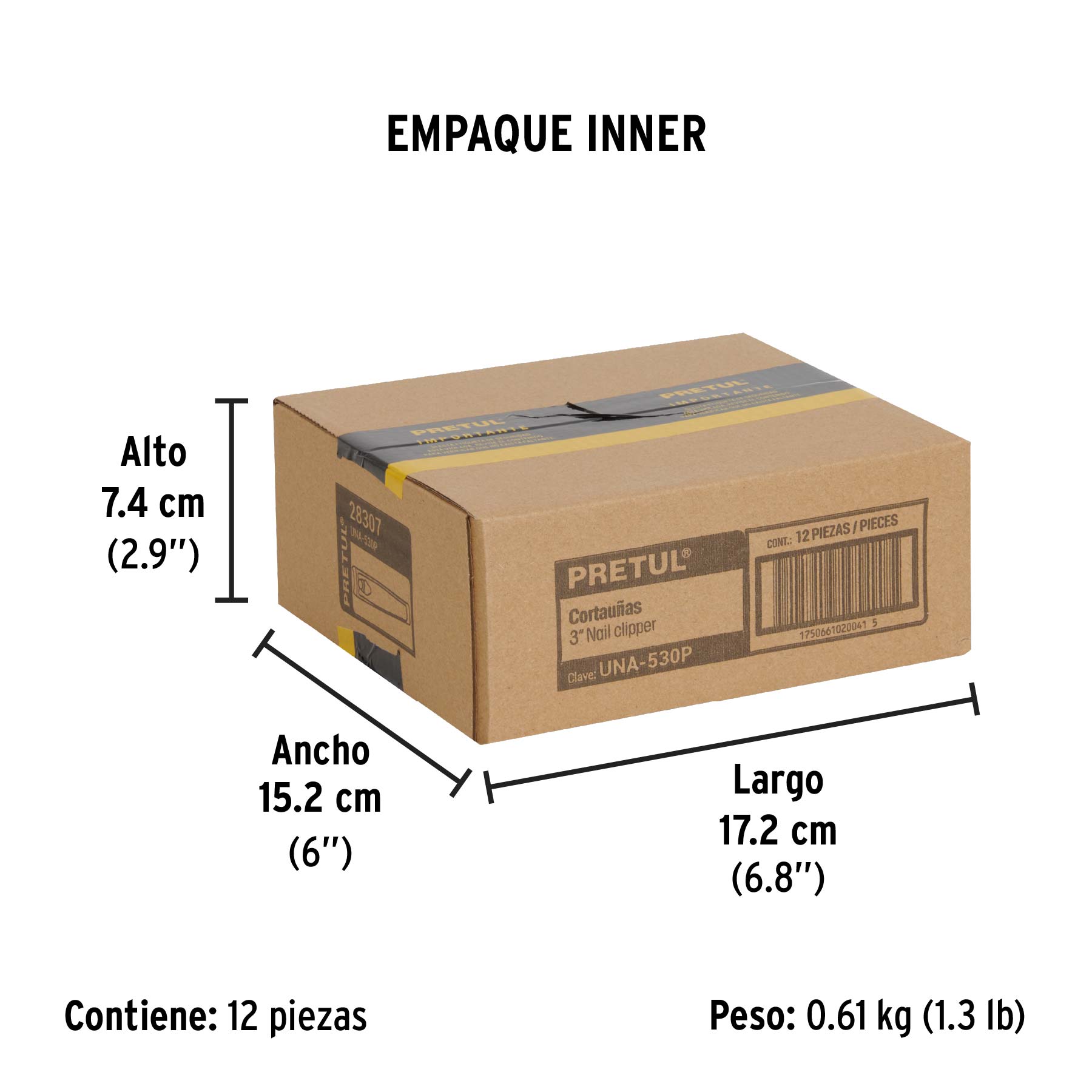 Corta uñas 3' acero inoxidable, Pretul