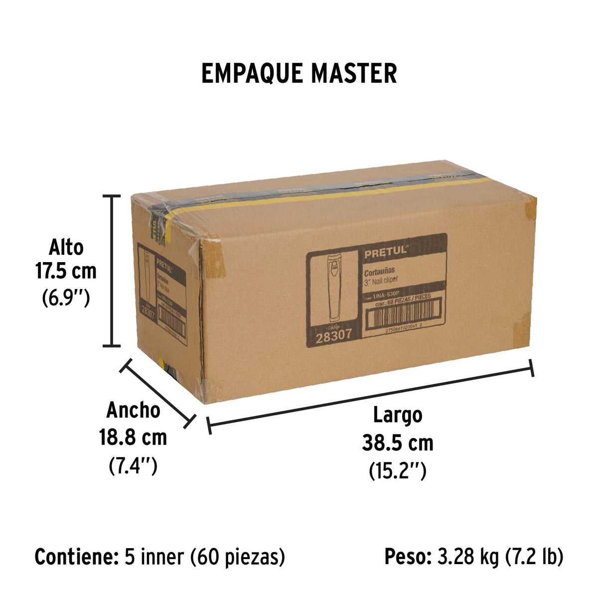 Corta uñas 3' acero inoxidable, Pretul
