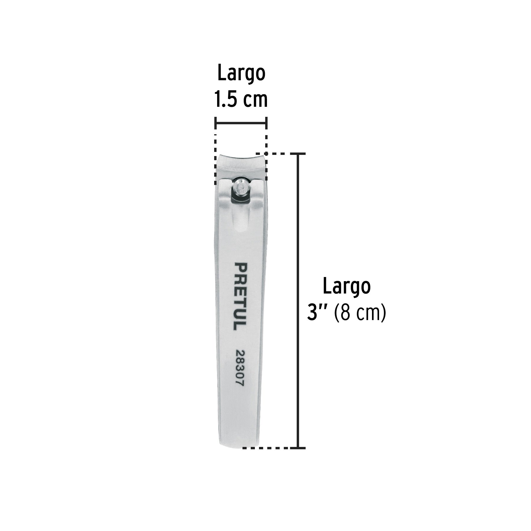 Corta uñas 3' acero inoxidable, Pretul