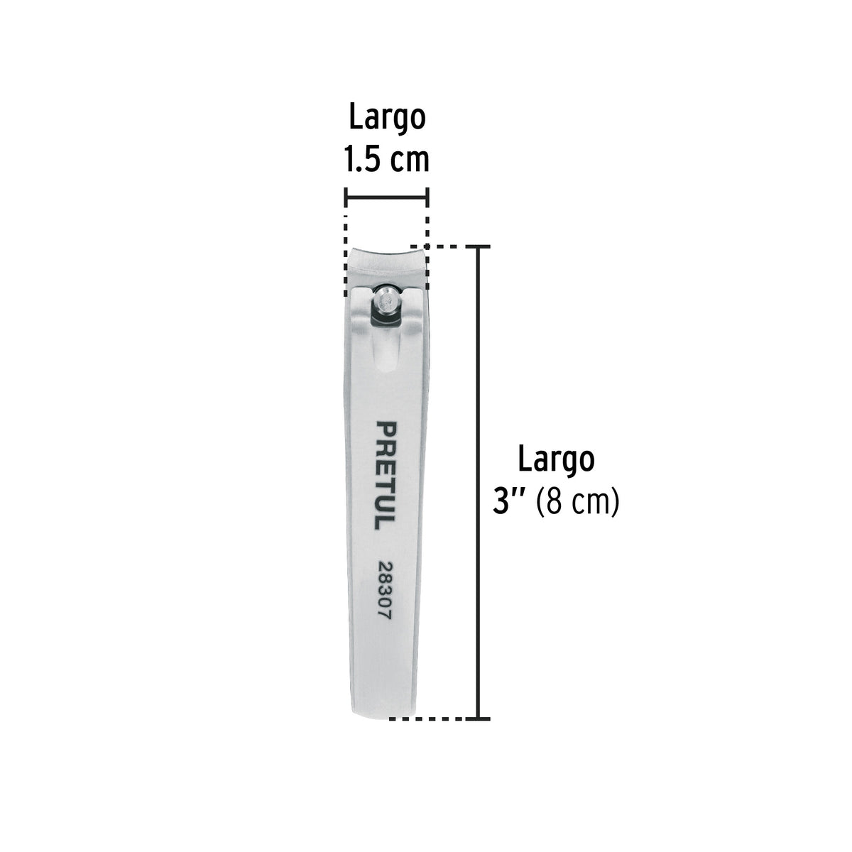 Corta uñas 3' acero inoxidable, Pretul