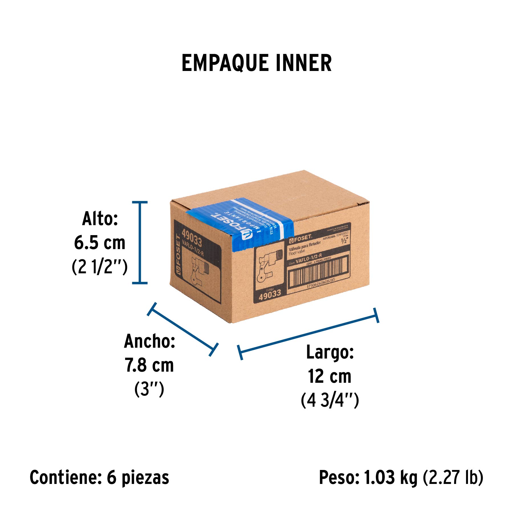 Válvula de flotador de latón 1/2", reforzada