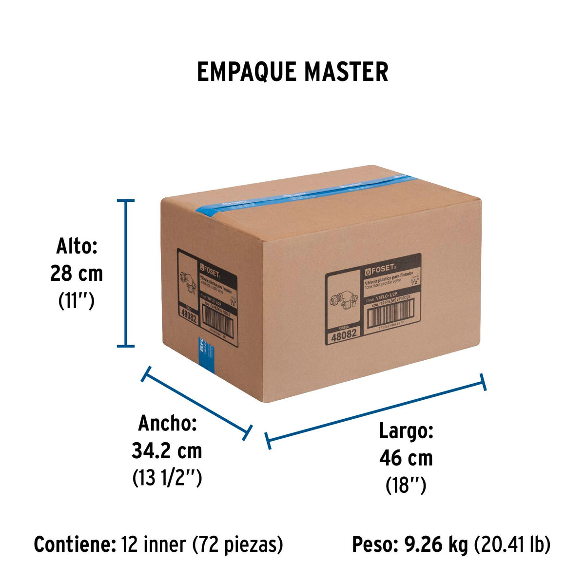 Válvula de flotador, plástica para tinaco 1/2"