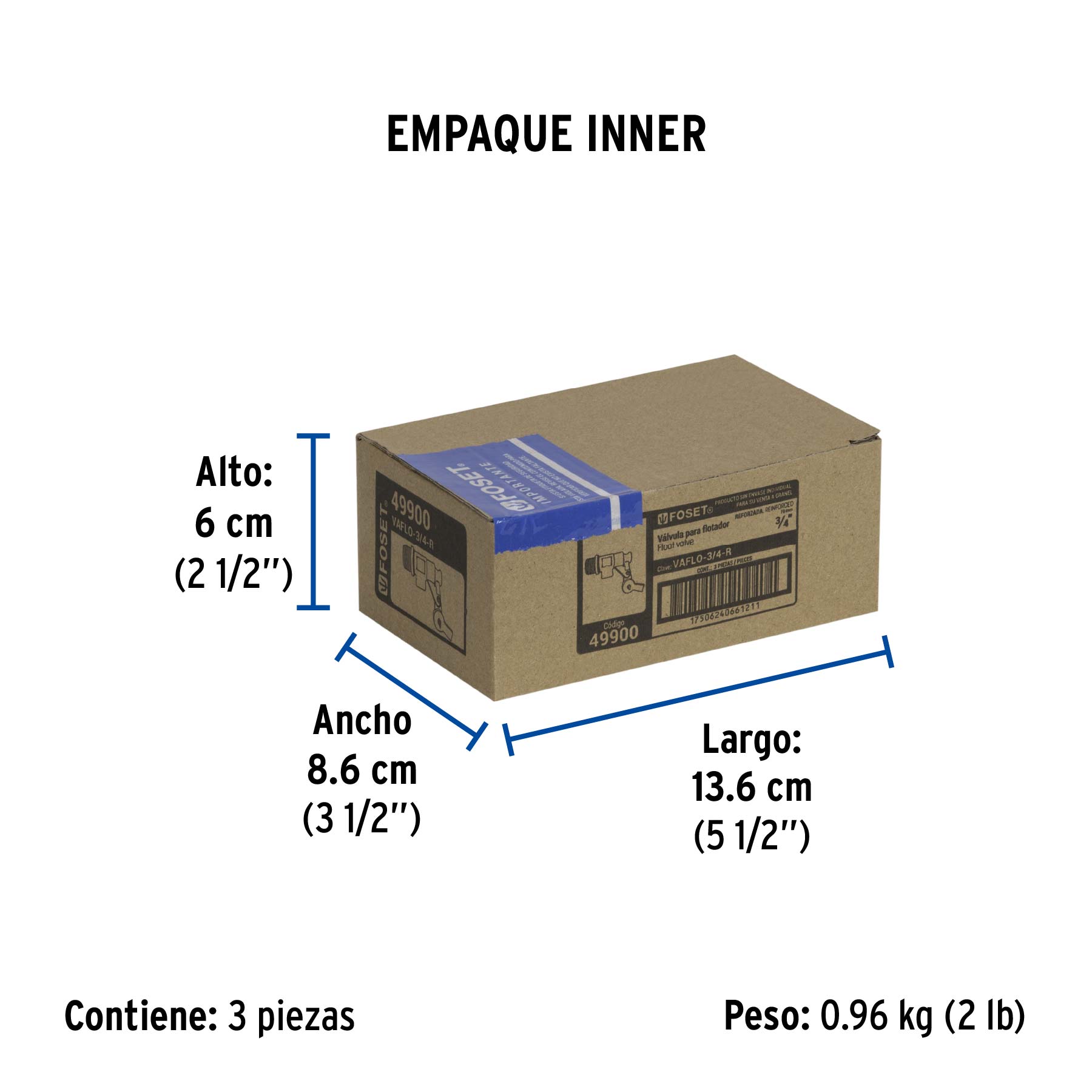 Válvula de flotador de latón 3/4" reforzada