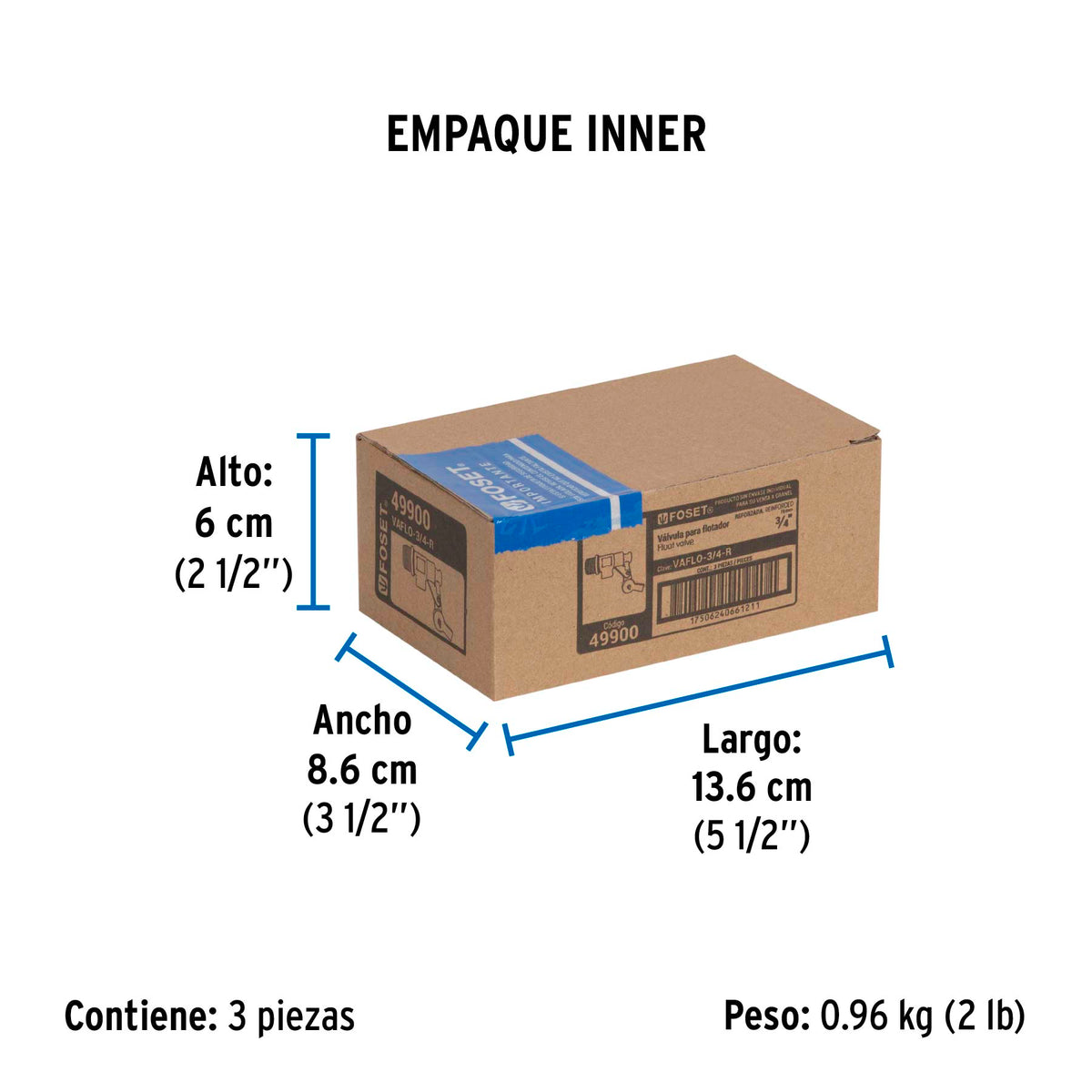 Válvula de flotador de latón 3/4" reforzada