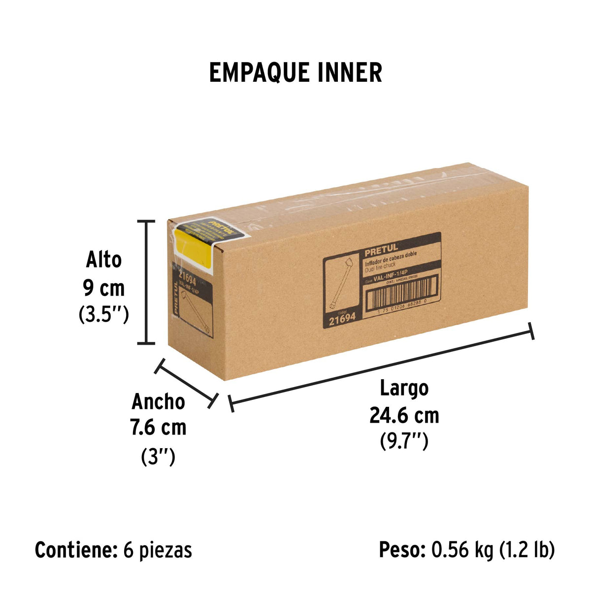 Valvula para inflar 1/4" cabeza doble