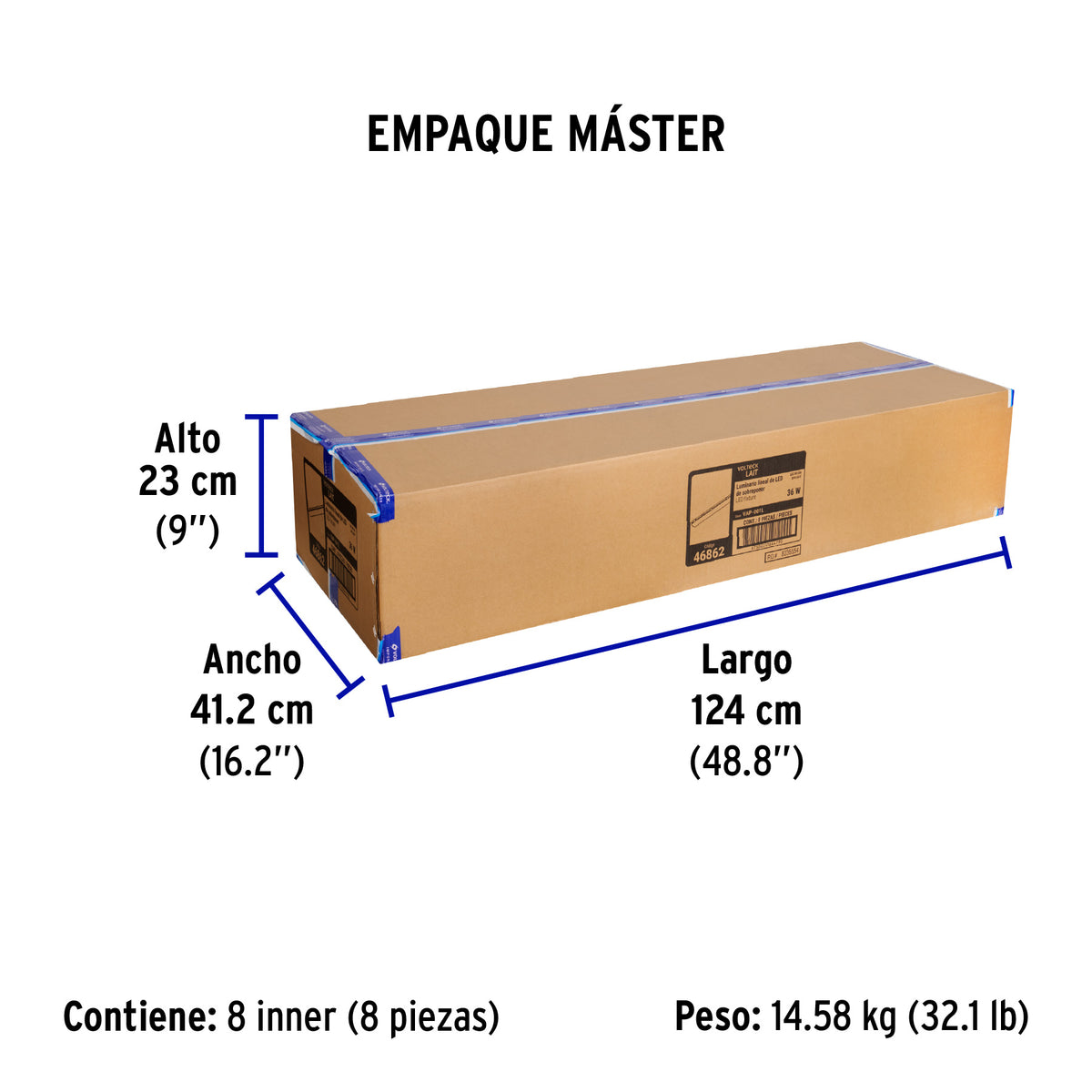 Luminario sobreponer, 2X18W, T8, de LED