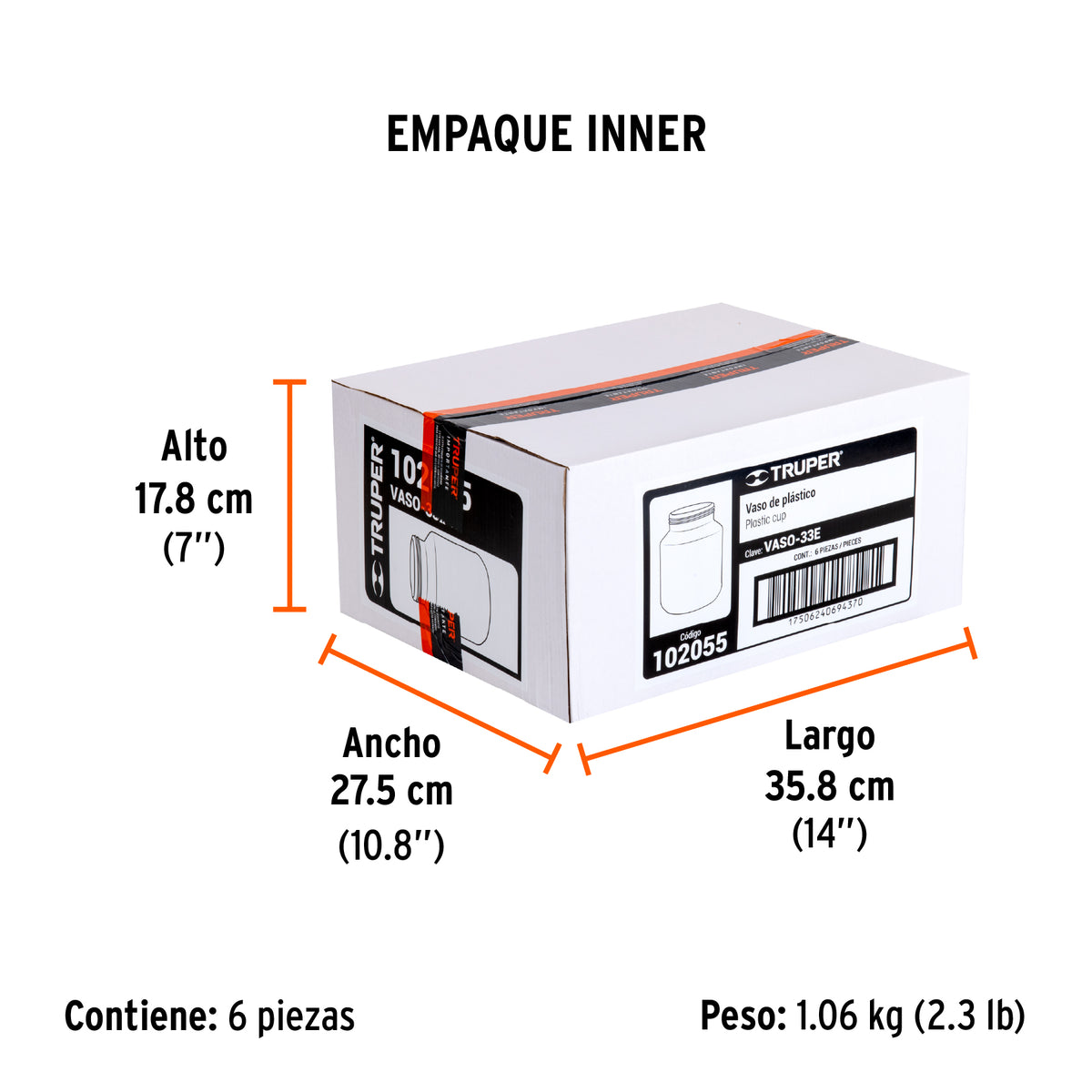 Vaso de plástico para PIPI-33E, Truper
