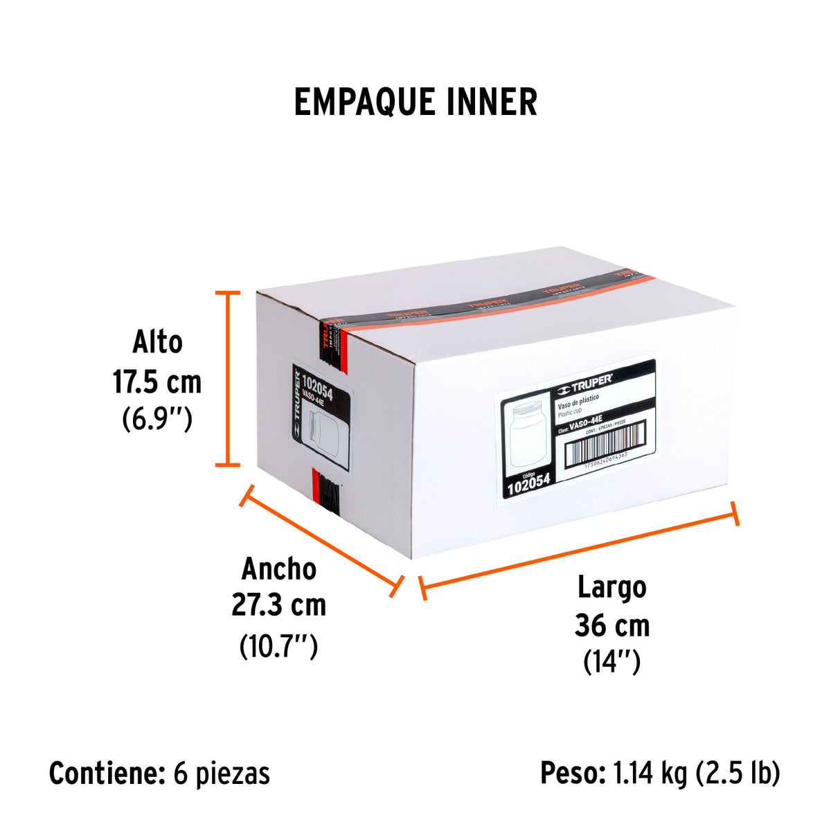 Vaso de plástico para PIPI-44E, Truper