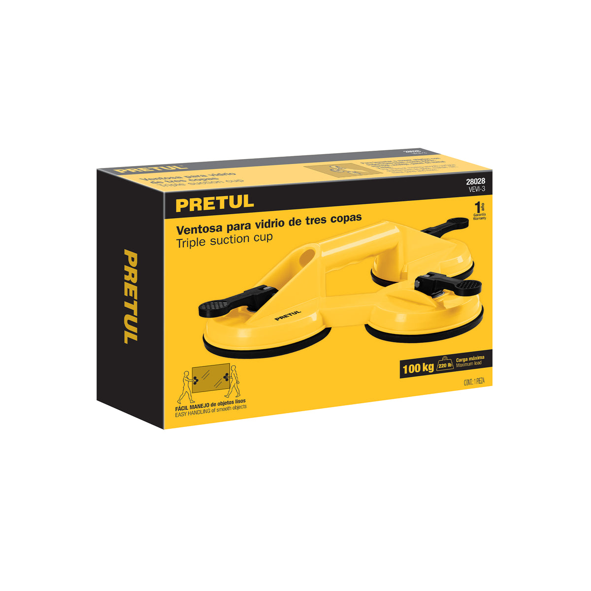 VENTOSA DE PLASTICO PARA VIDRIO,3 COPAS DESUCCION