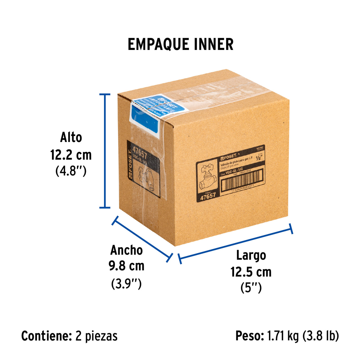 Válvula globo de hierro para gas LP,1/2', Foset