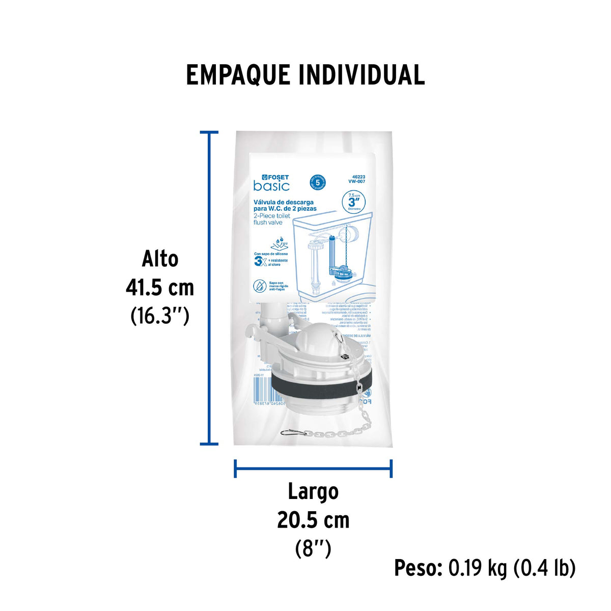 Válvula de descarga de plástico para tanque bajo 3"
