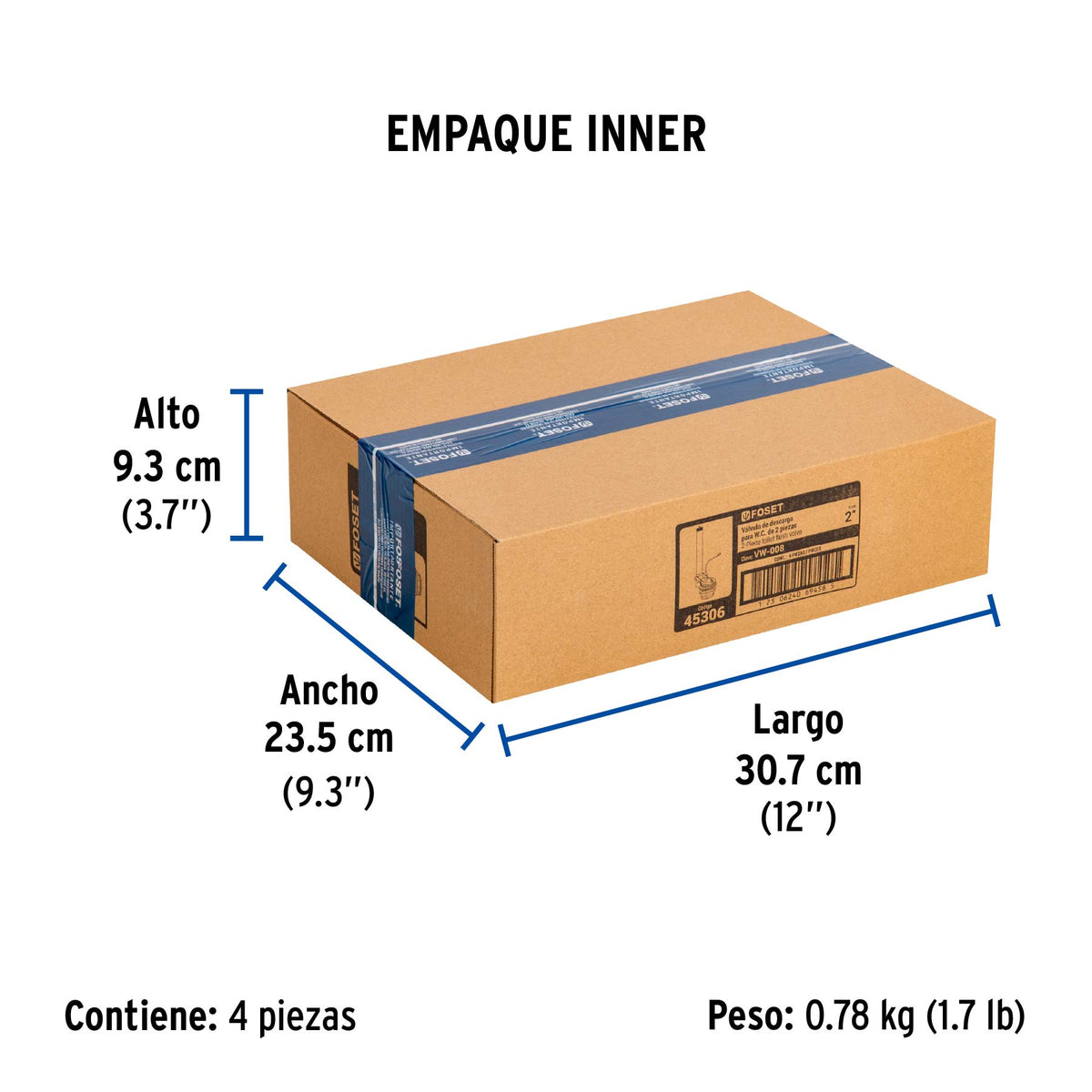 Válvula de descarga de 2' p/sanitario dos pzas,cadena inox