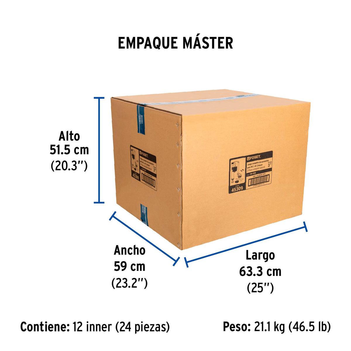 Jgo de reparación p/WC, c/válv ajuste y tornillos metálicos