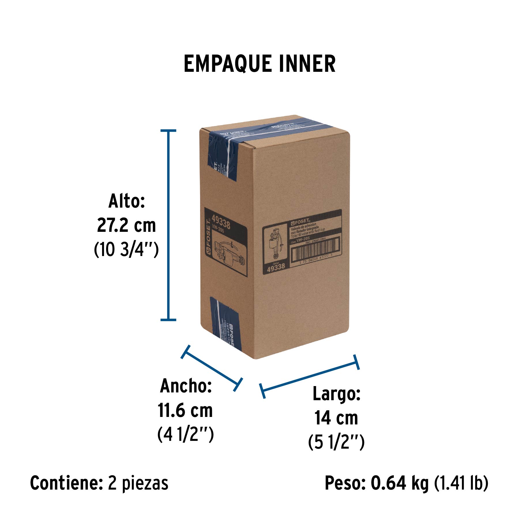 Válvula de llenado, ajustable, de plástico para tanque bajo sustituto 46285