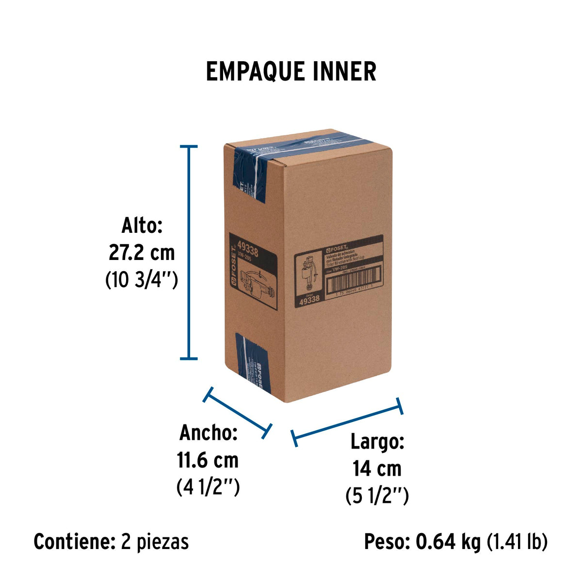 Válvula de llenado, ajustable, de plástico para tanque bajo sustituto 46285