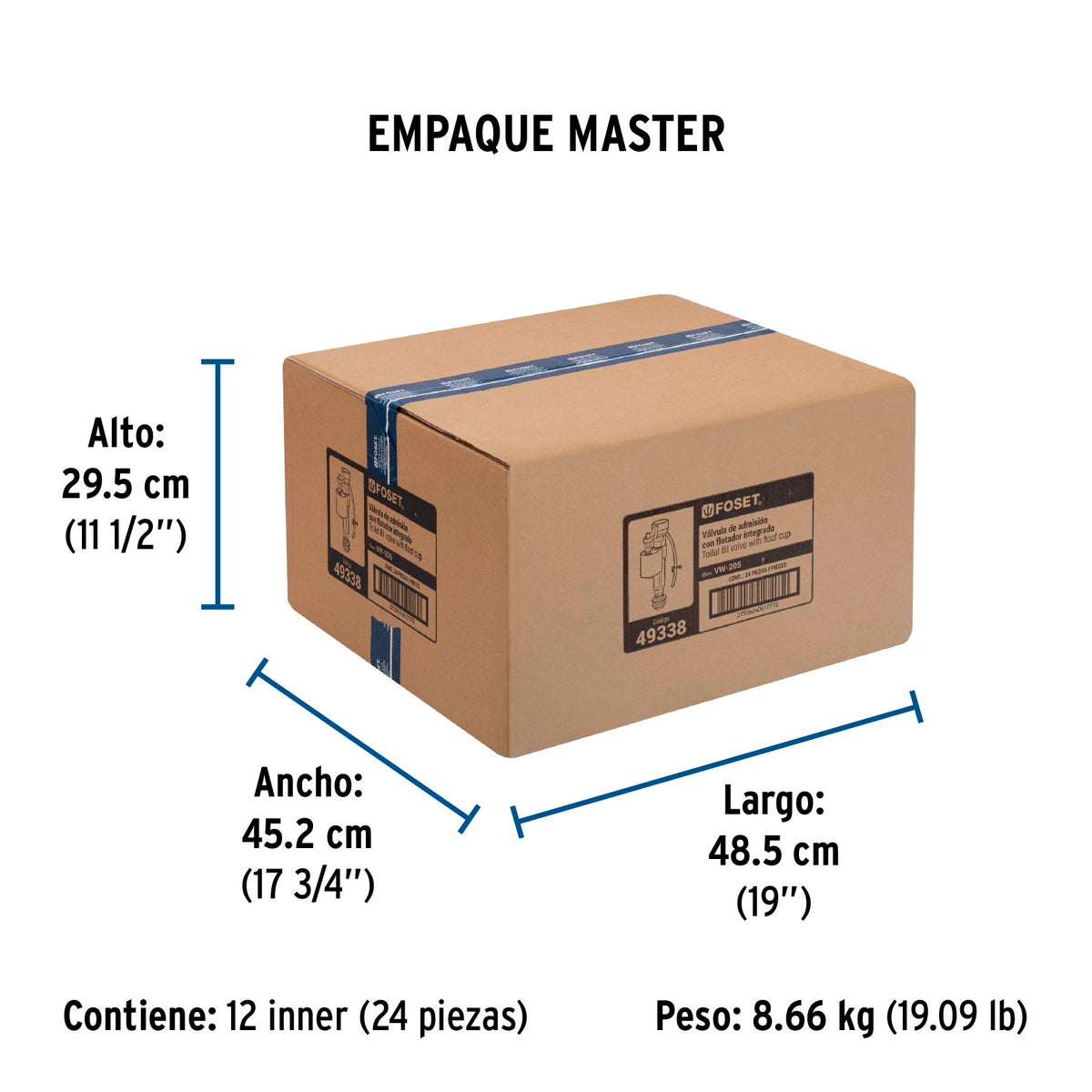 Válvula de llenado, ajustable, de plástico para tanque bajo sustituto 46285
