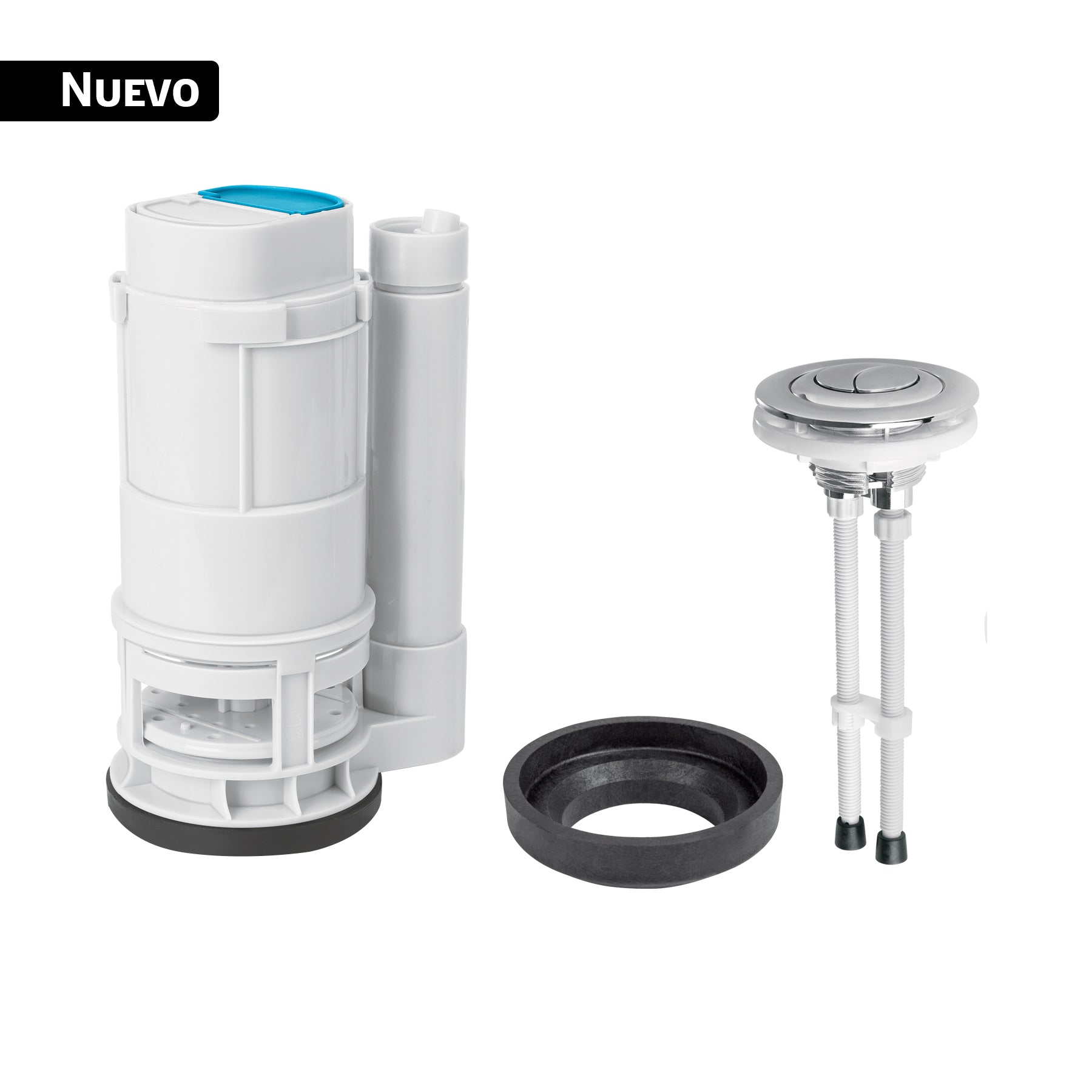 Válvula de descarga dual p/WC de 2 pcs, 2' c/empaque y botón