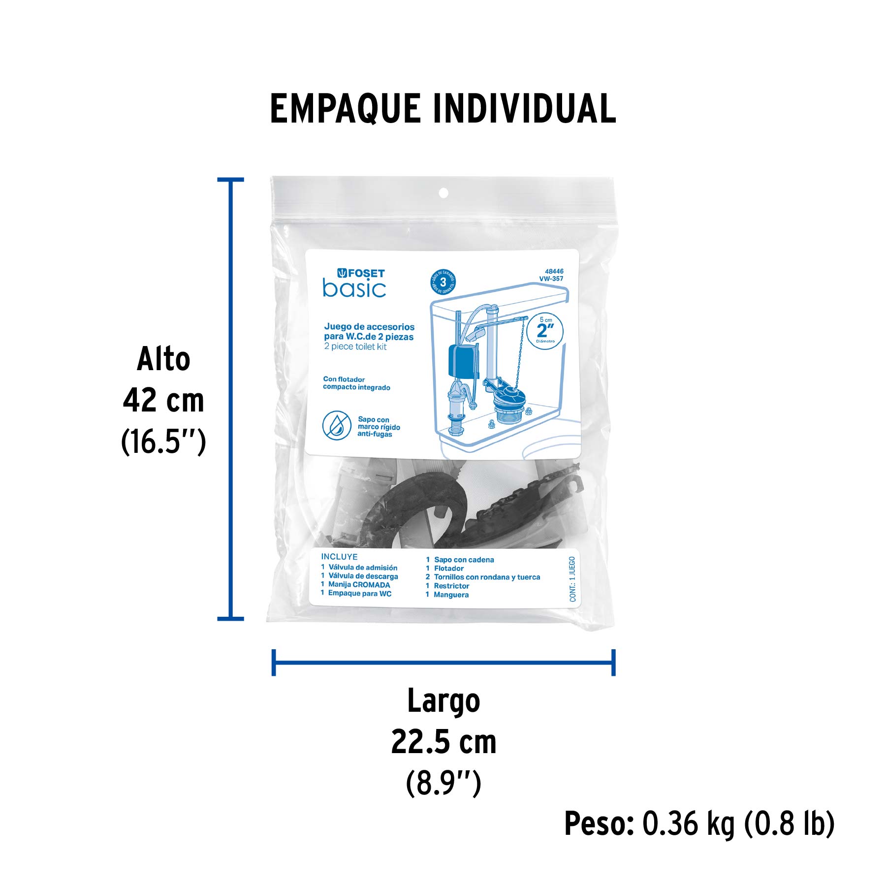 Juego de reparación p/WC con válvula de flotador compacto