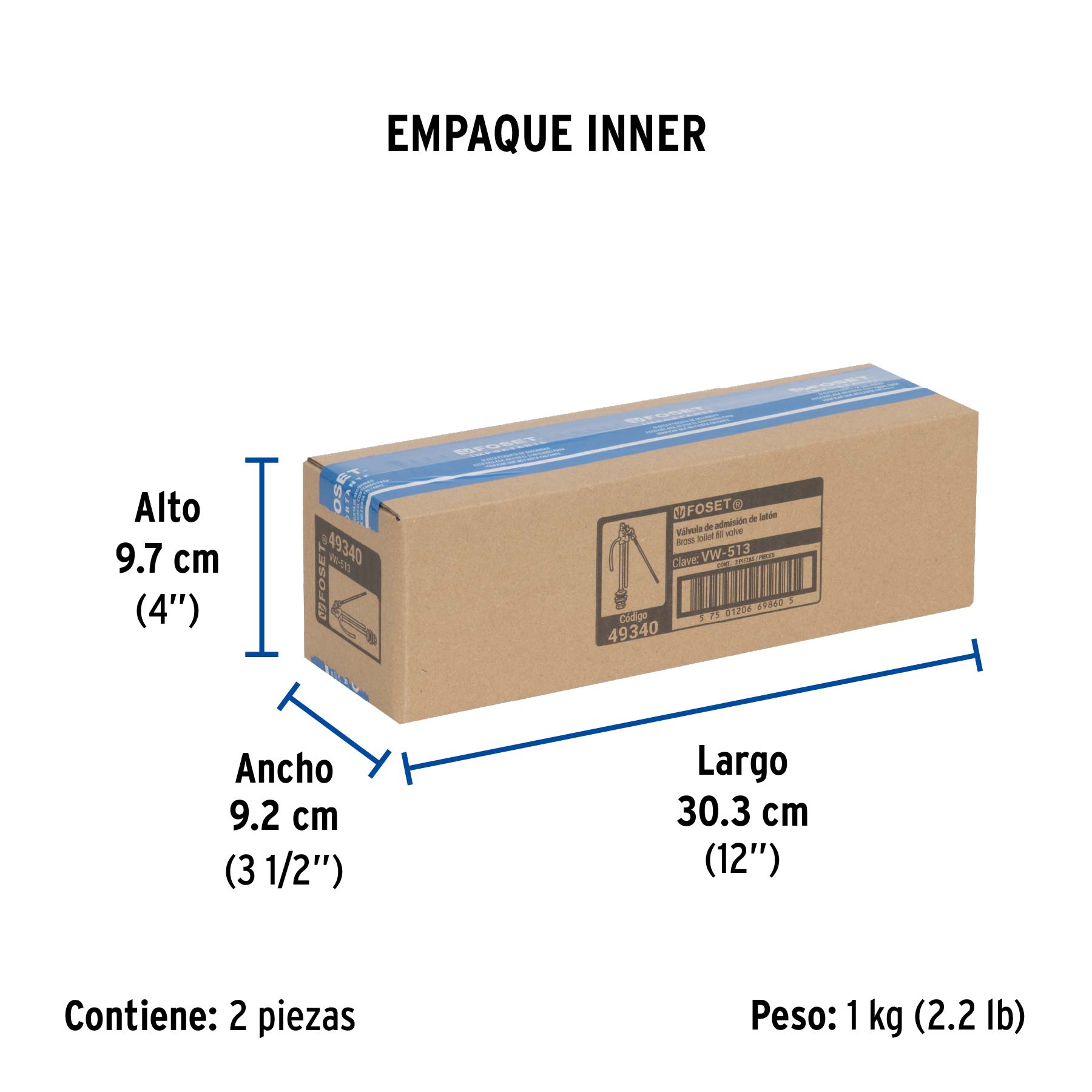 Válvula de llenado de latón para tanque bajo