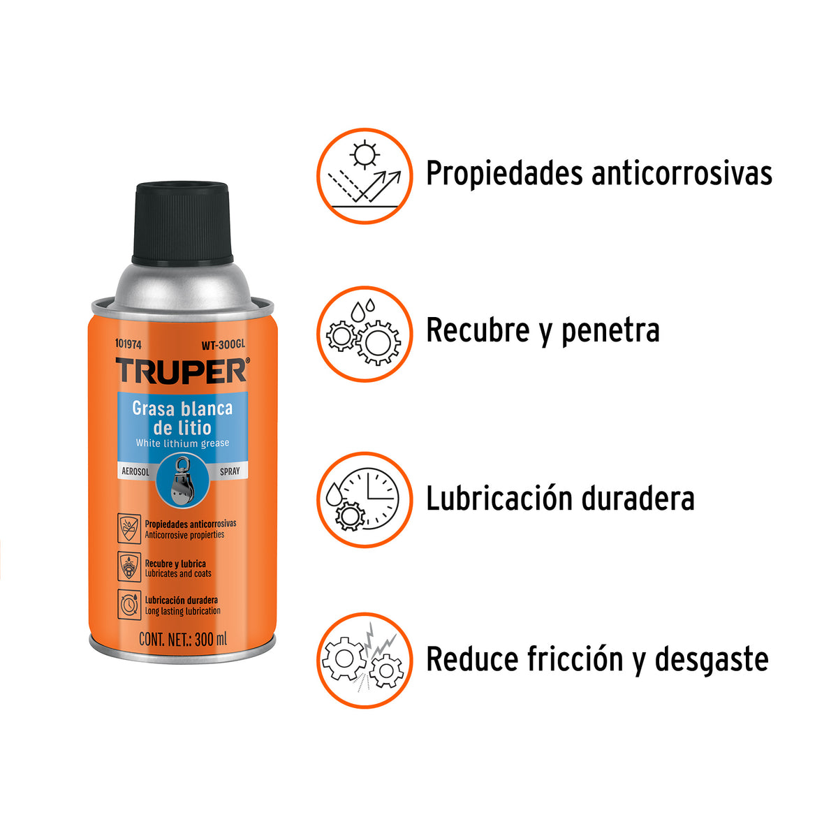 Grasa blanca de litio en aerosol 295 ml