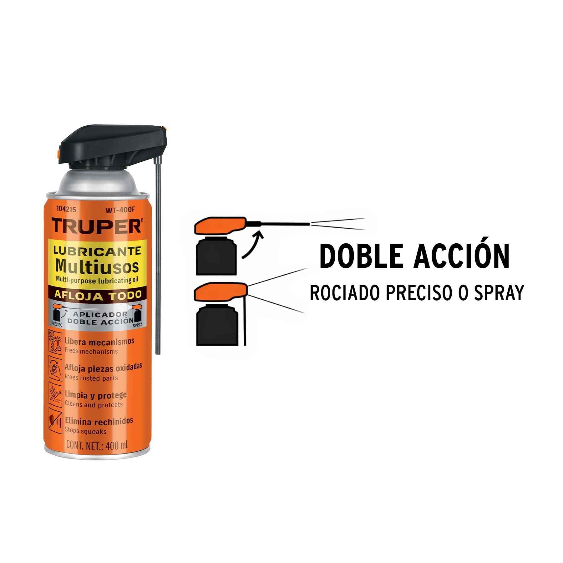 Lubricante multiusos aerosol aplicador doble acción, 400 ml