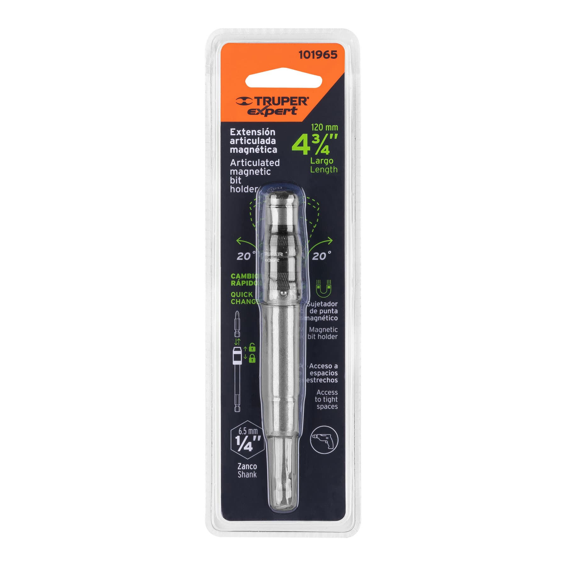 Adaptador articulado p/puntas, cambio rápido, 120 mm,Expert