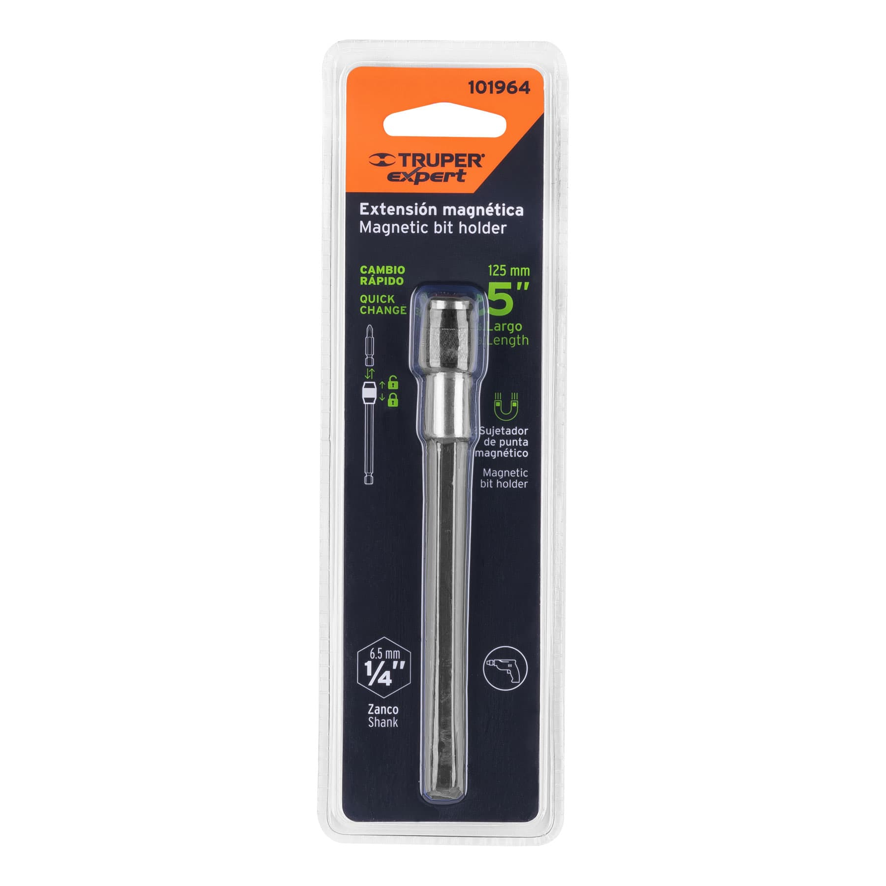 Adaptador magnético p/puntas, cambio rápido, 125mm,Expert