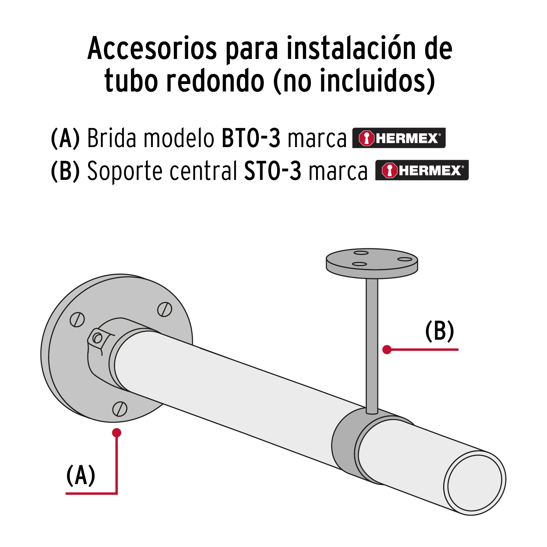 Tubo redondo de 2.4 m en acero cromado para closet, Hermex