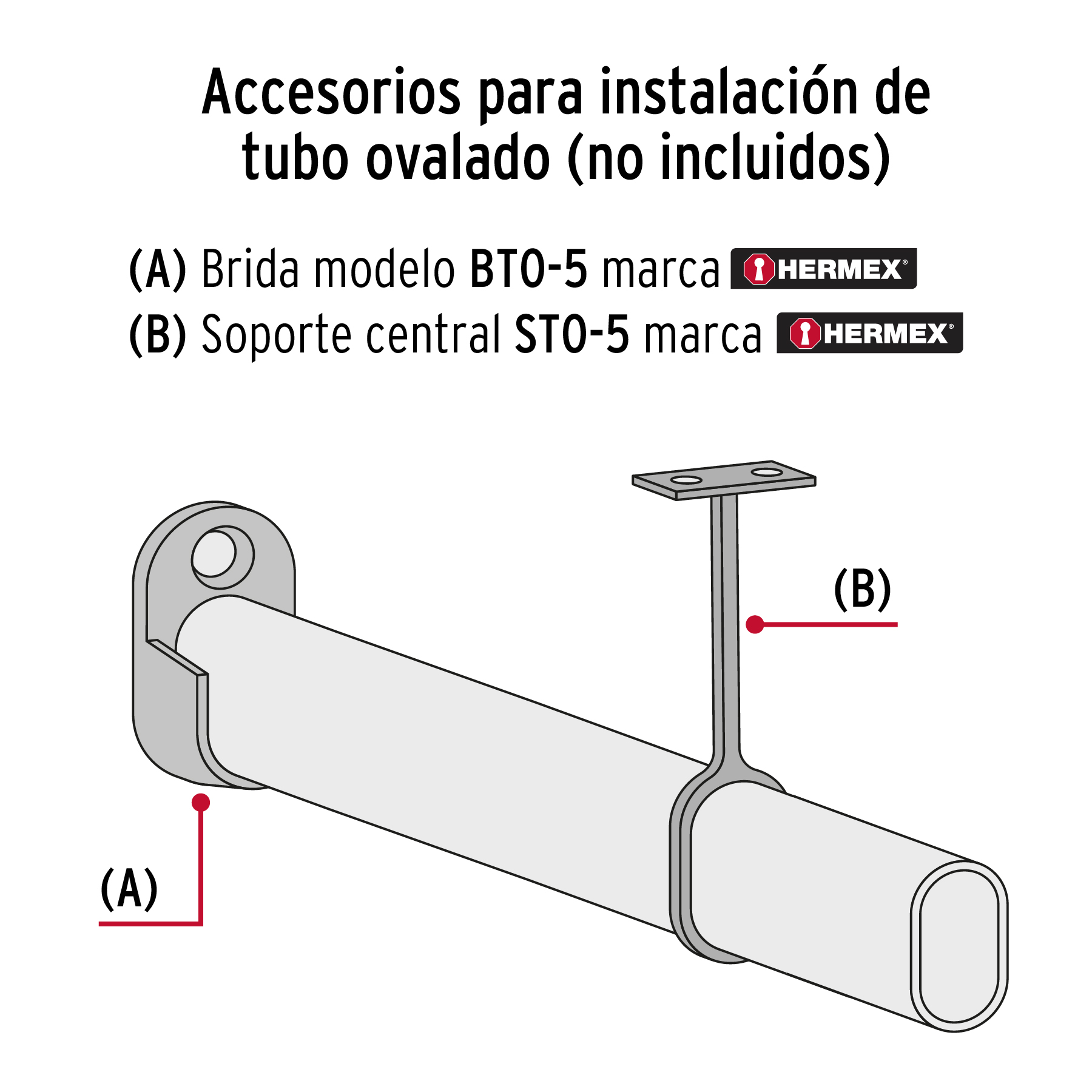 Tubo ovalado de 1.8 m en acero cromado para closet, Hermex