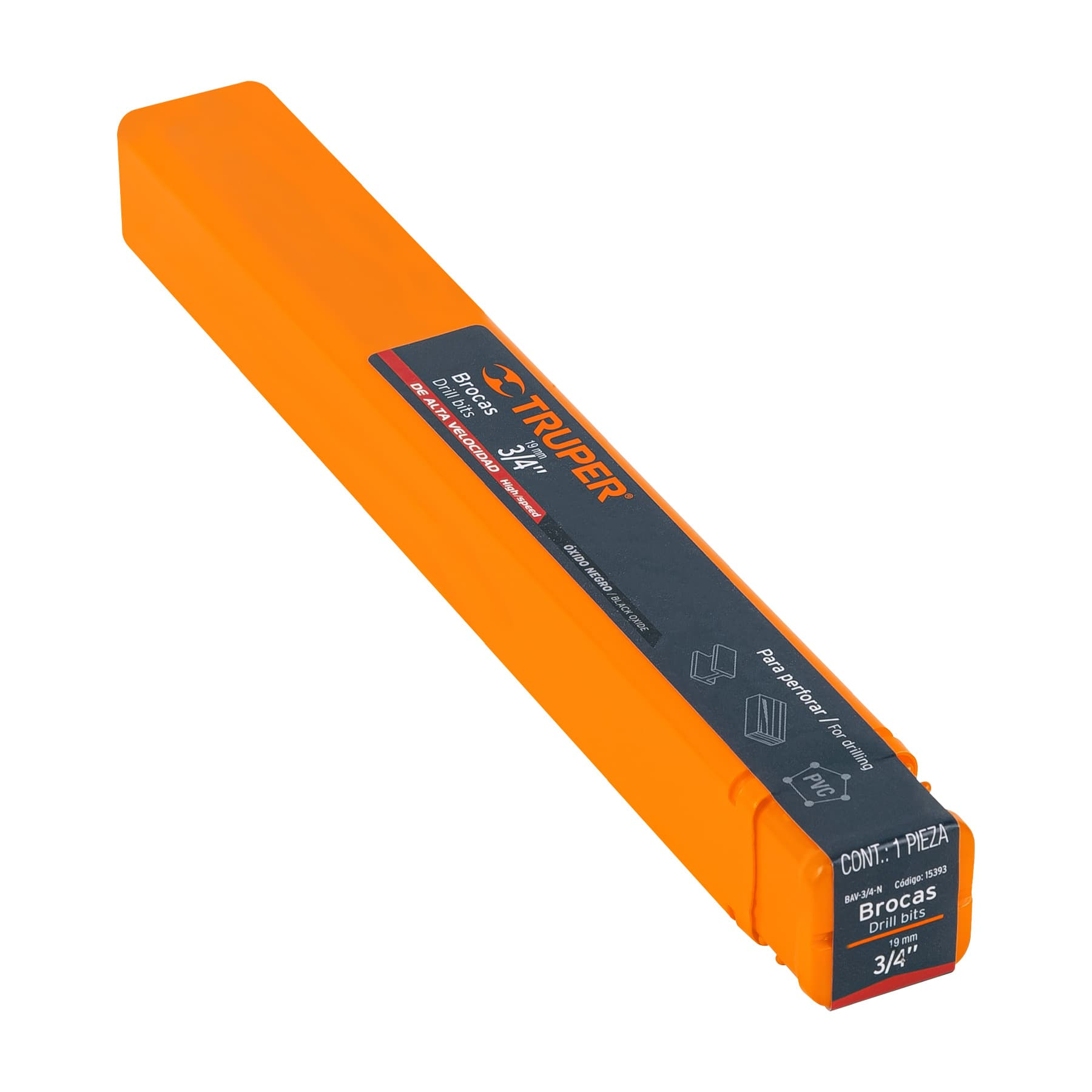 Broca de alta velocidad, oxido negro, 3/4"