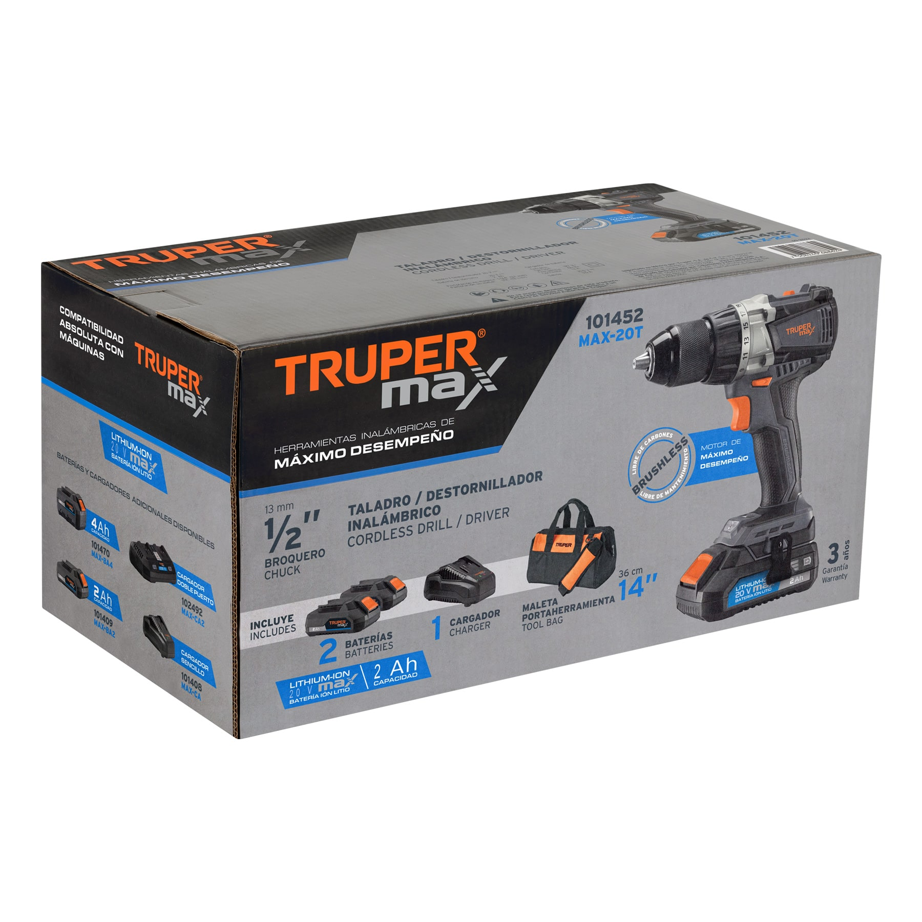 Taladro inalámbrico 1/2' 20 V Truper MAX