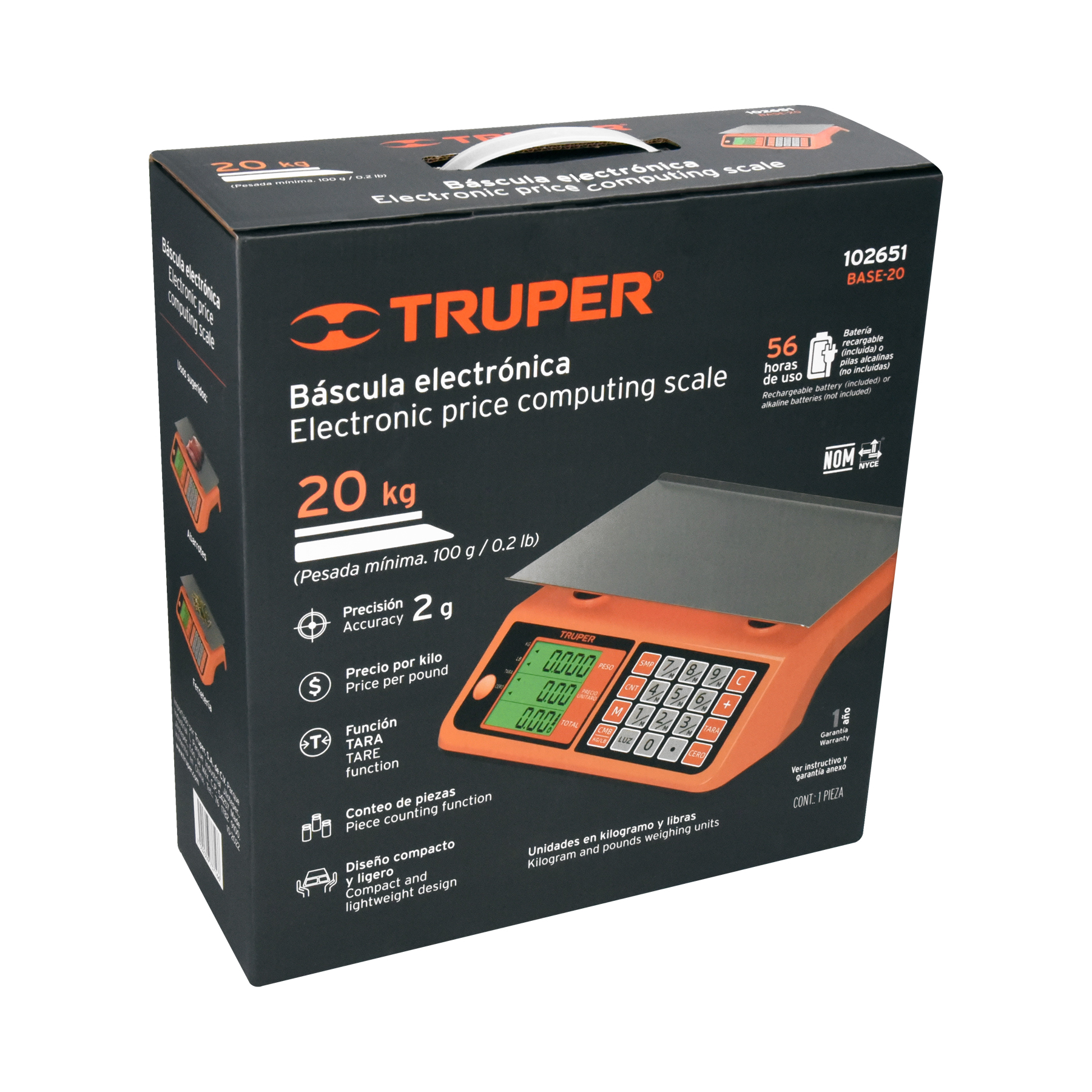 Báscula electrónica colgante, 500 kg, Truper