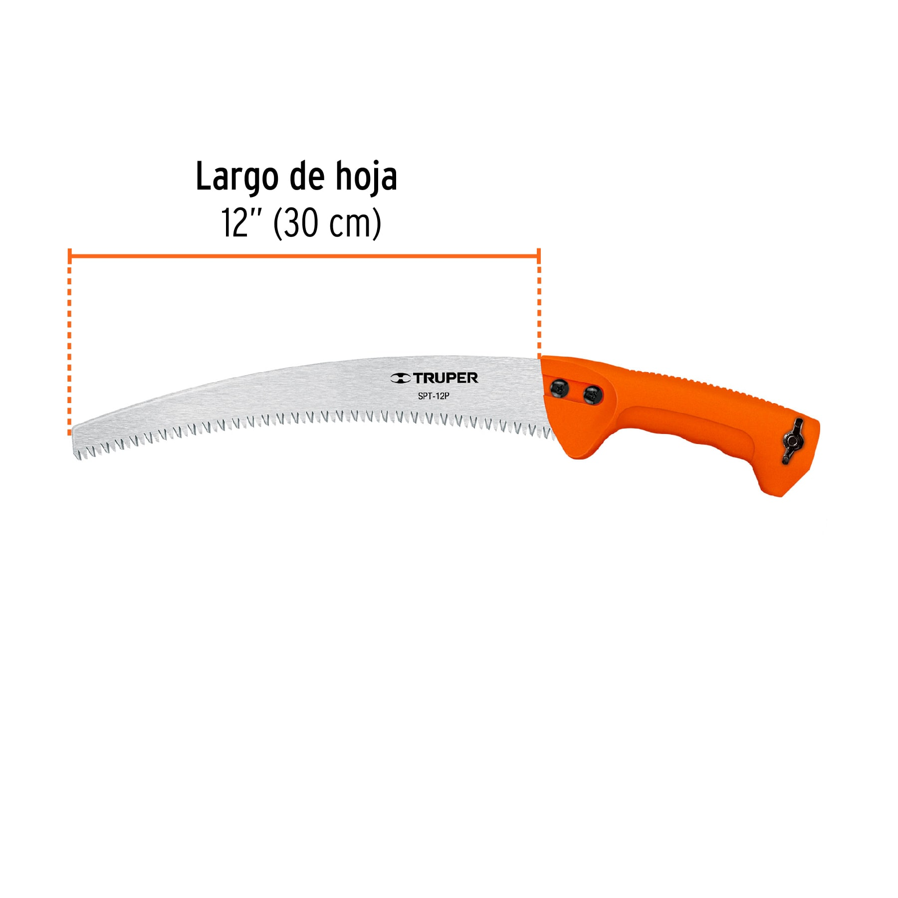 Serrucho de poda 12' hoja curva 6 DPP, mango de plástico