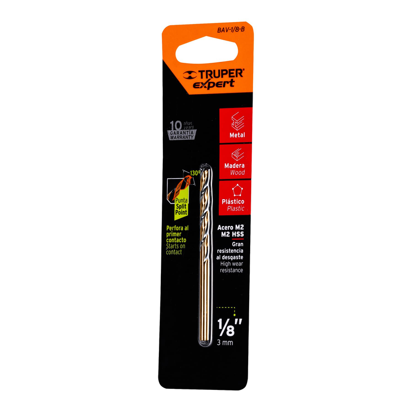 Broca de alta velocidad 1/8" en blister