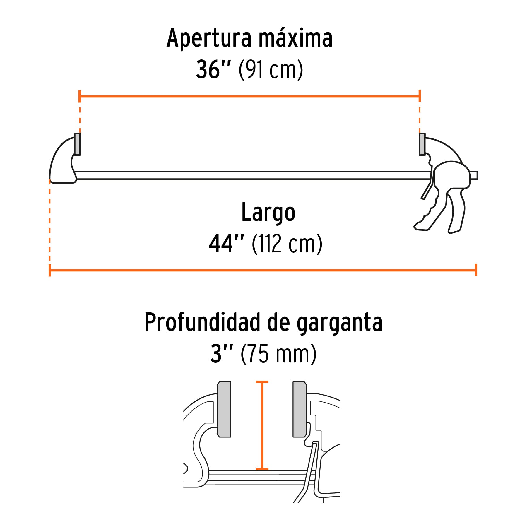 Prensa con ajuste rápido 36', uso rudo
