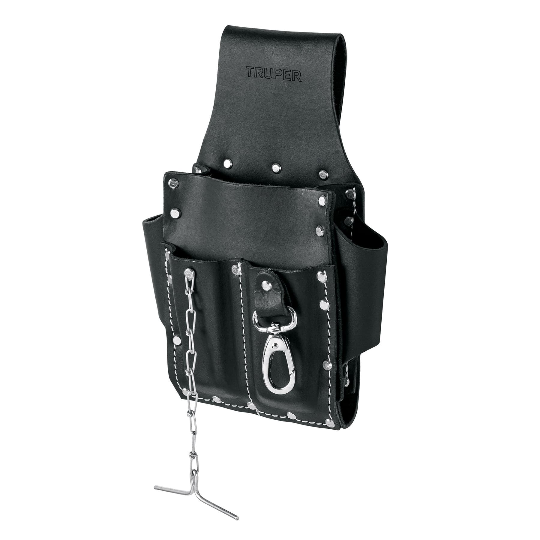 Porta herramientas grande de cuero, 7 compartimentos