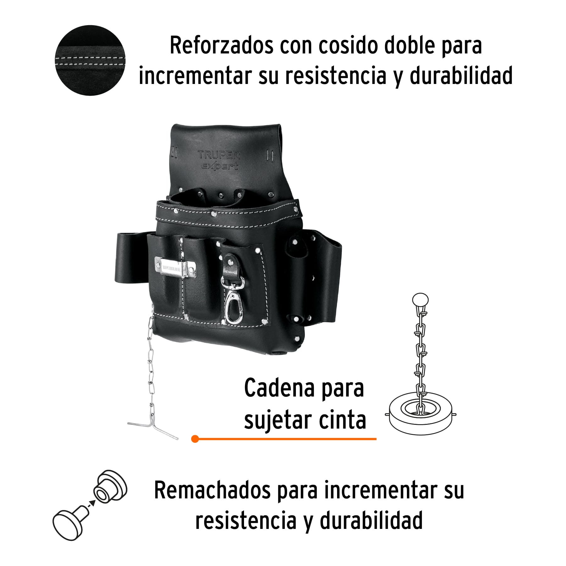 Porta herramientas de carnaza, 8 compartimientos, Expert