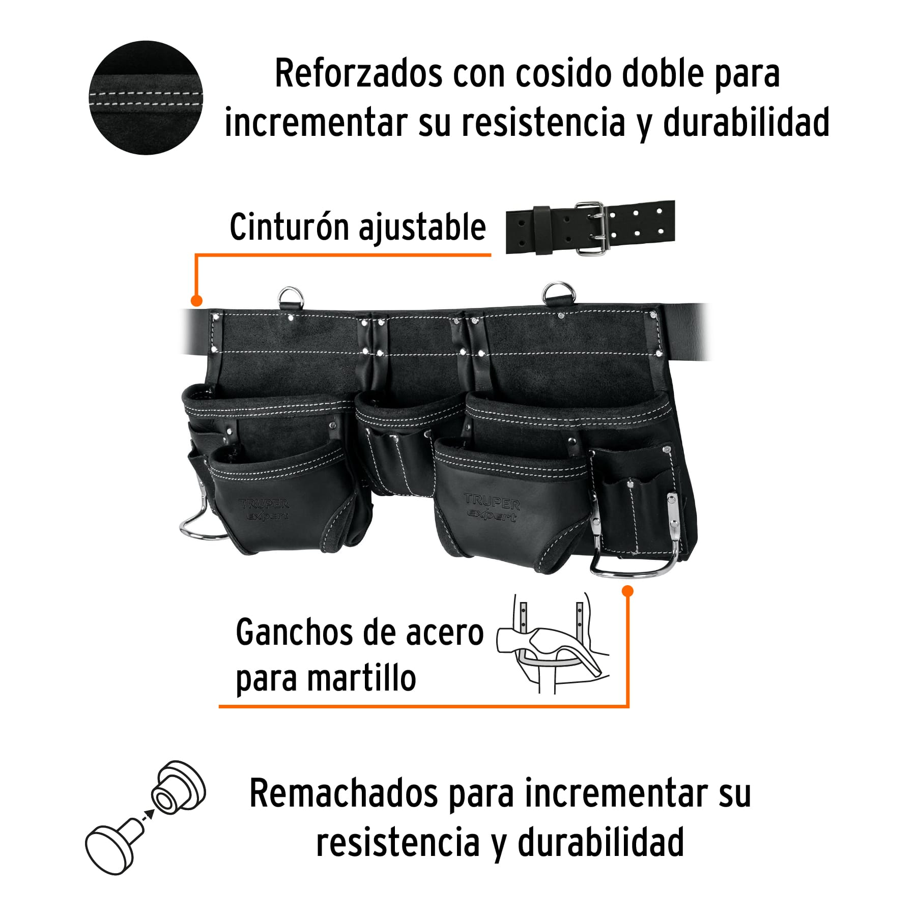 Porta herramientas de carnaza, 11 compartimientos, Expert