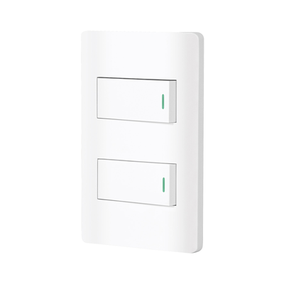 Placa armada blanca con 2 interruptores 1 módulo, Lisboa
