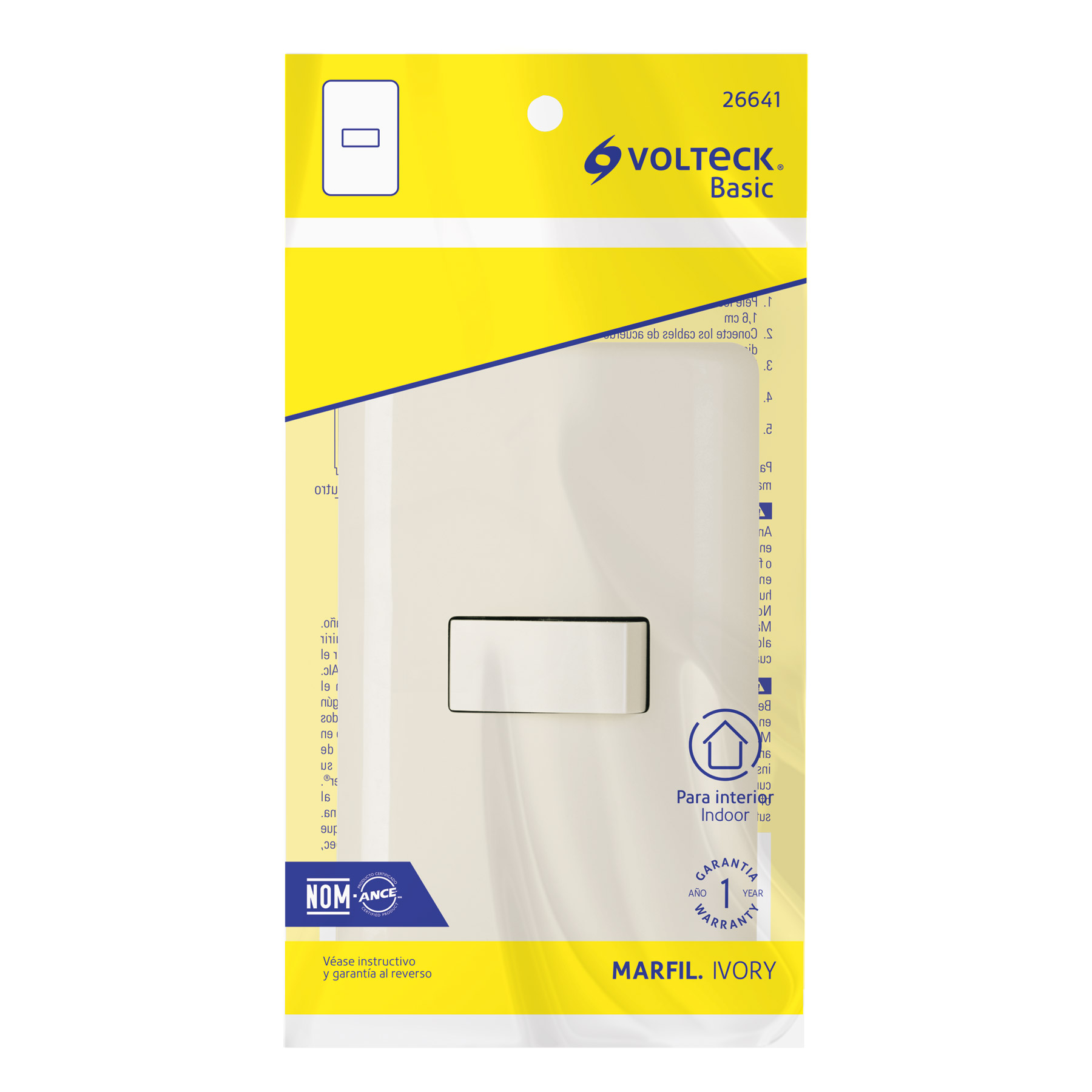 Placa armada 1 interruptor de escalera, marfil, Basic