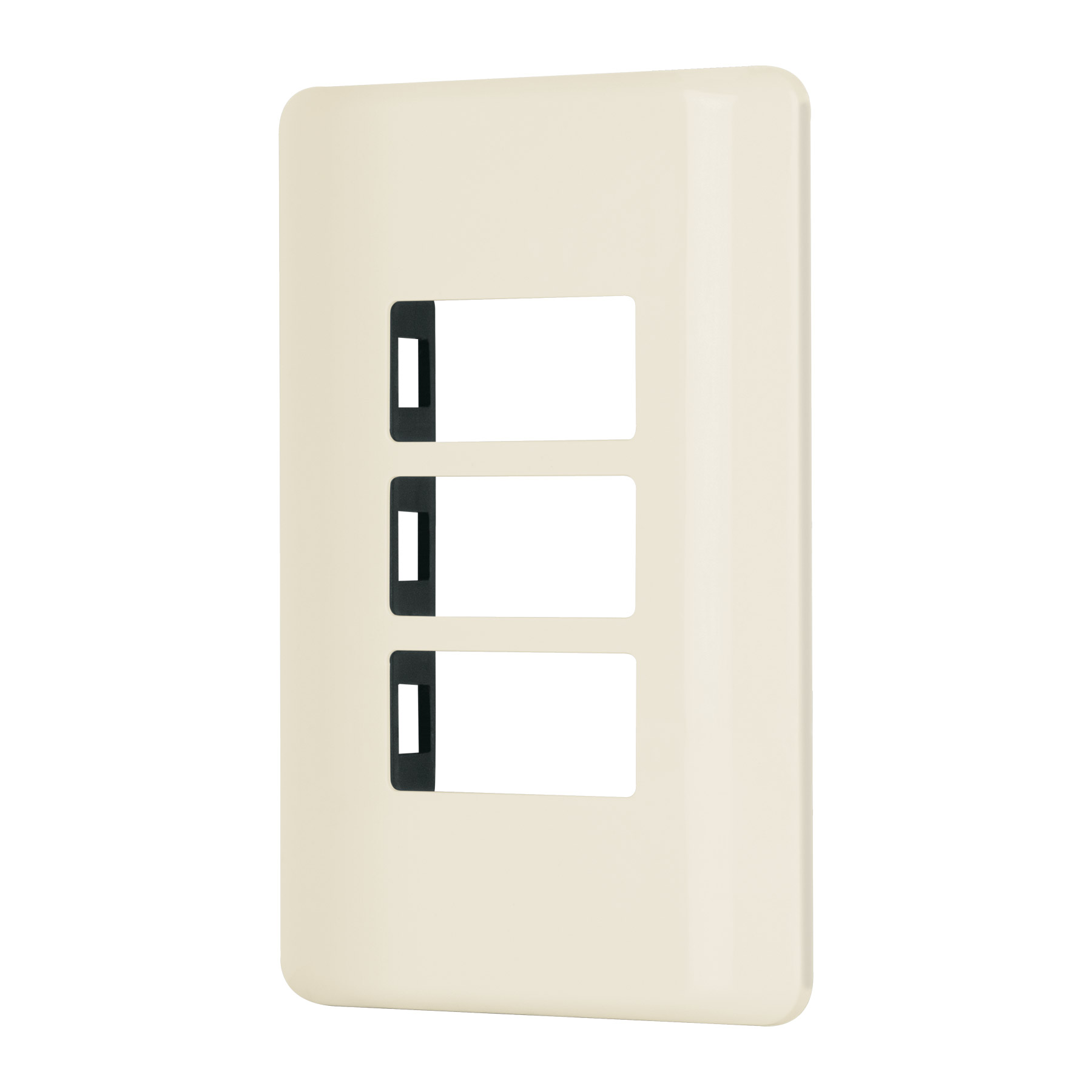 Placa 3 módulos, marfil, línea Volteck Basic