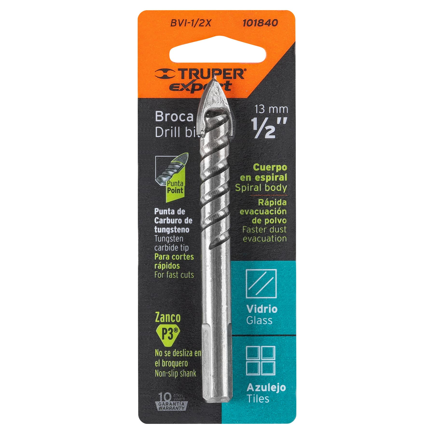 Broca para vidrio y azulejo 1/2', Truper Expert