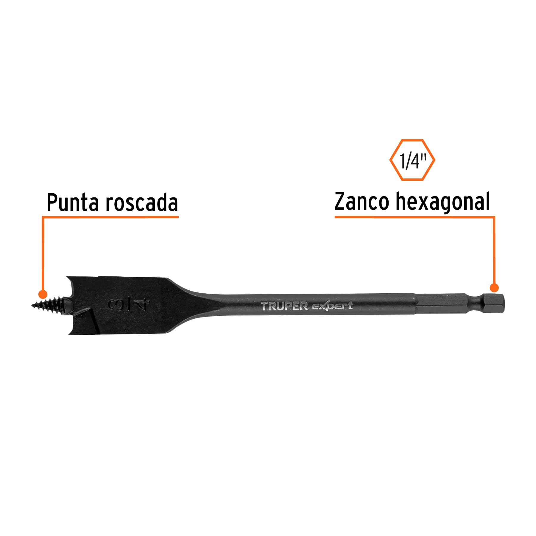 Broca plana de manita 3/4',Truper Expert