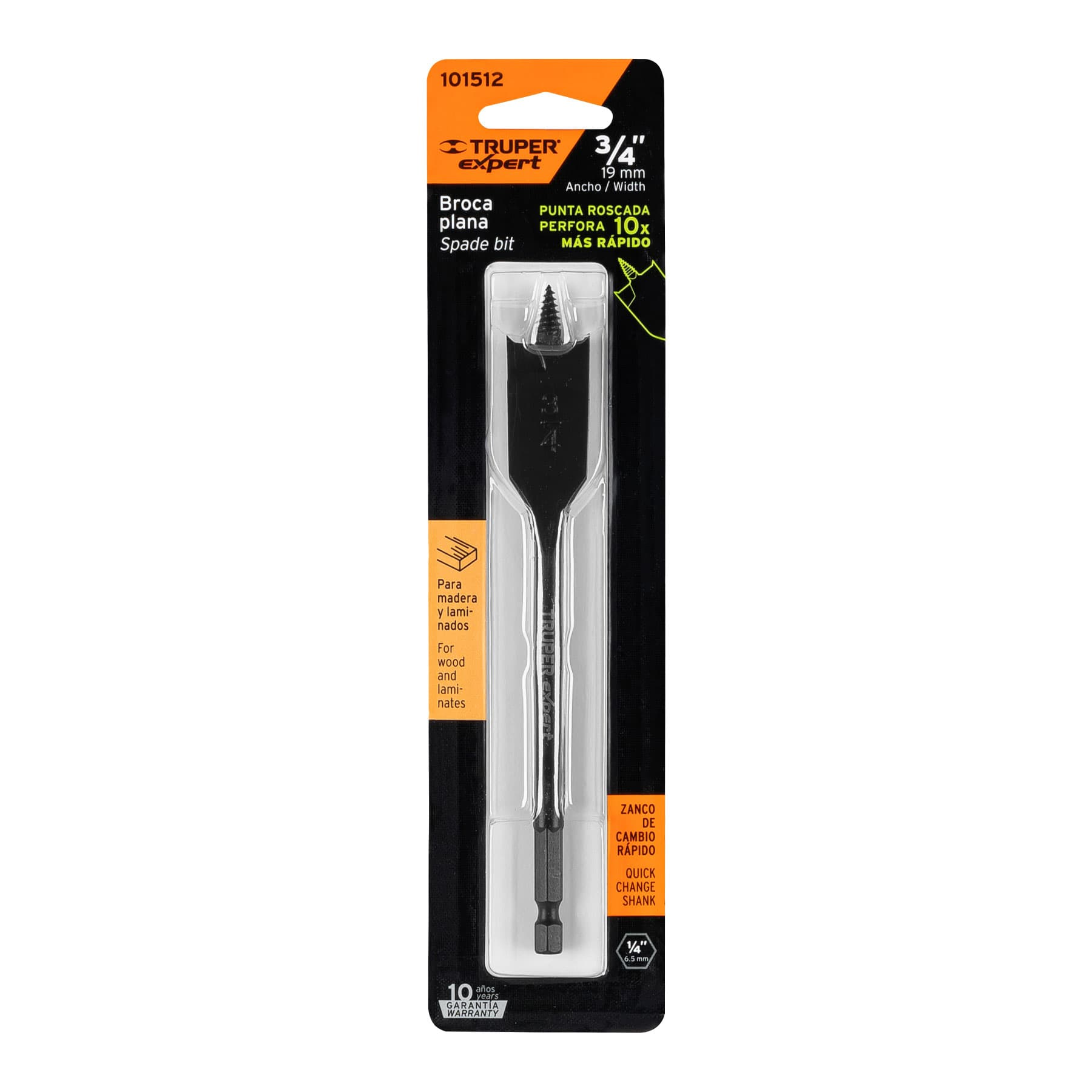 Broca plana de manita 3/4',Truper Expert