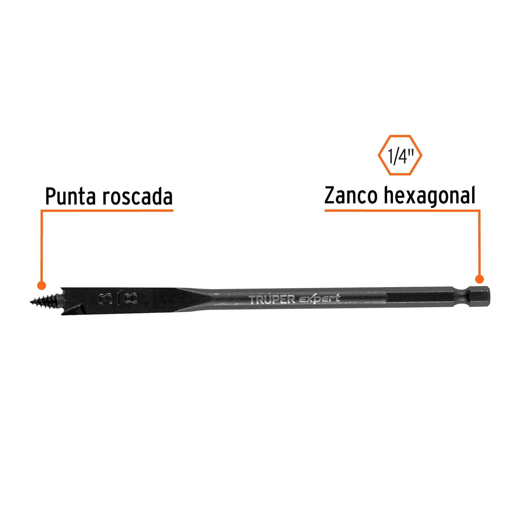 Broca plana de manita 3/8',Truper Expert