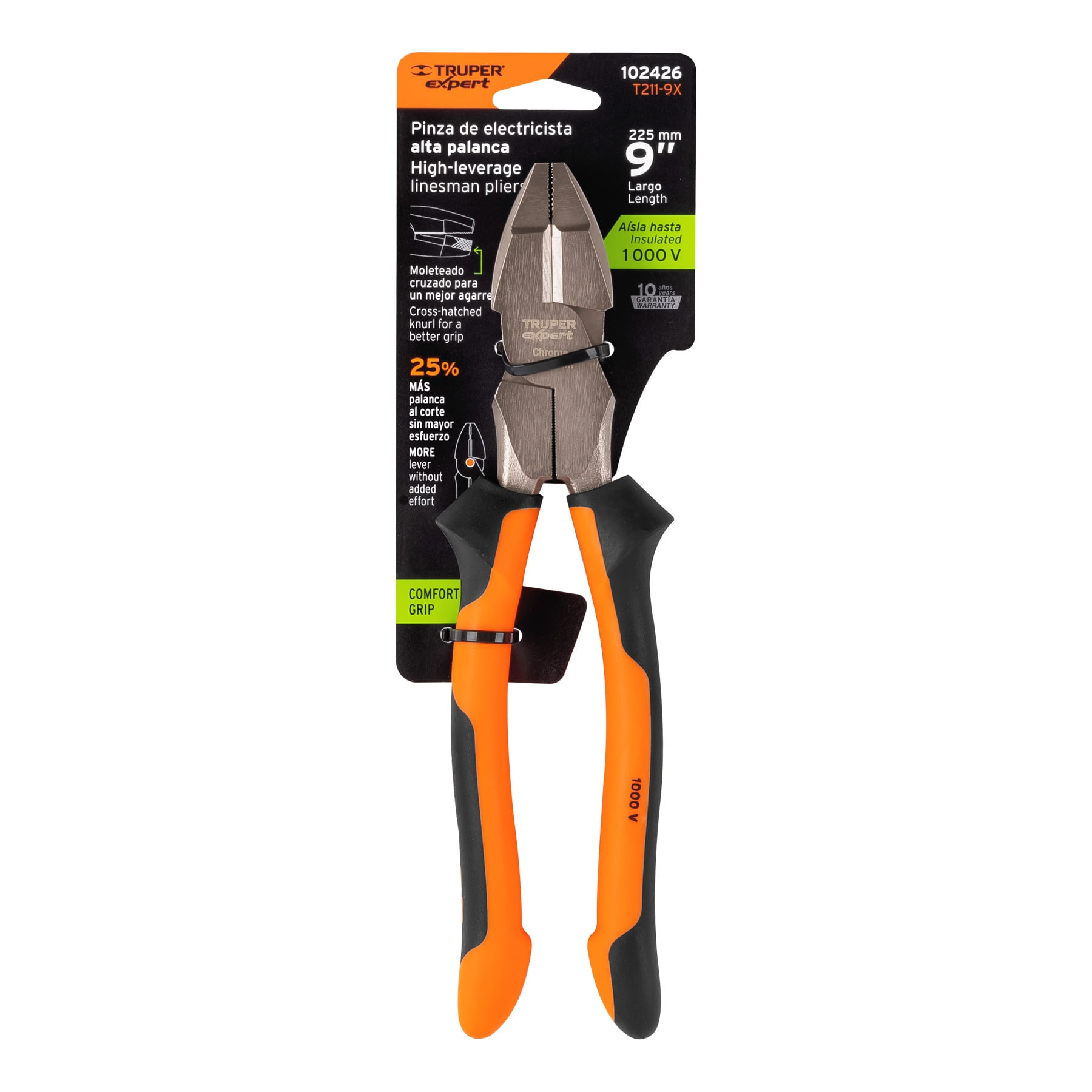 Pinza para electricista 9' alta palanca mango Comfort Grip