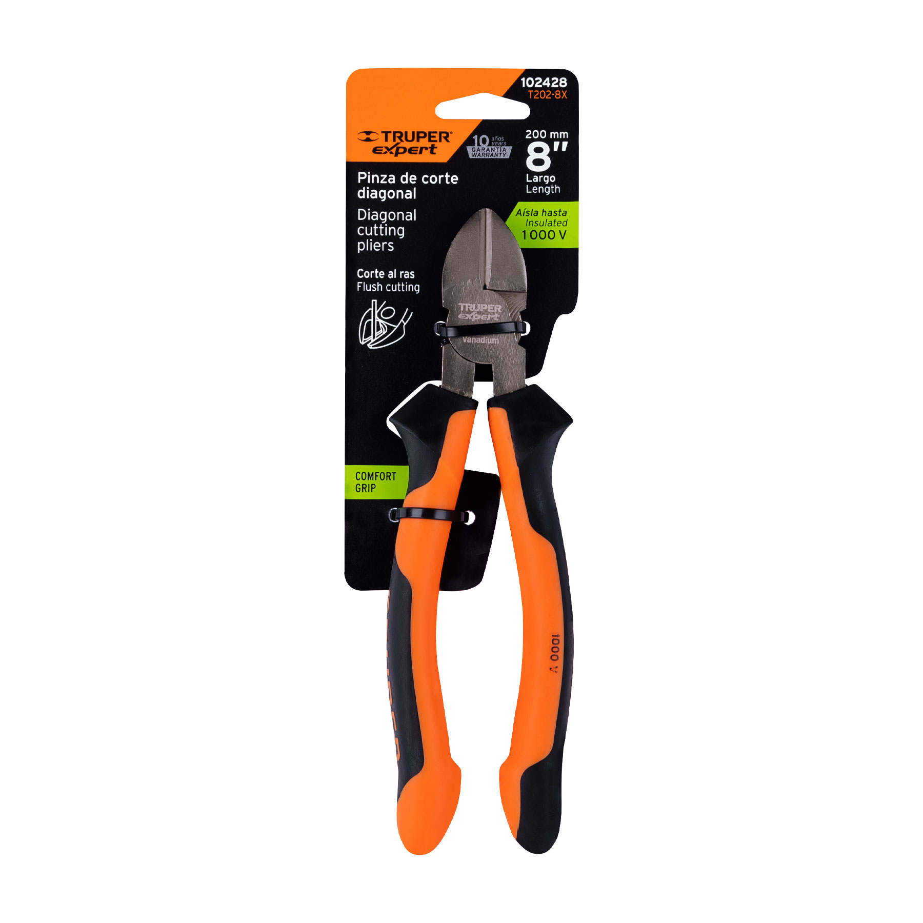 Pinza corte diagonal 8' mango Comfort Grip, Truper Expert